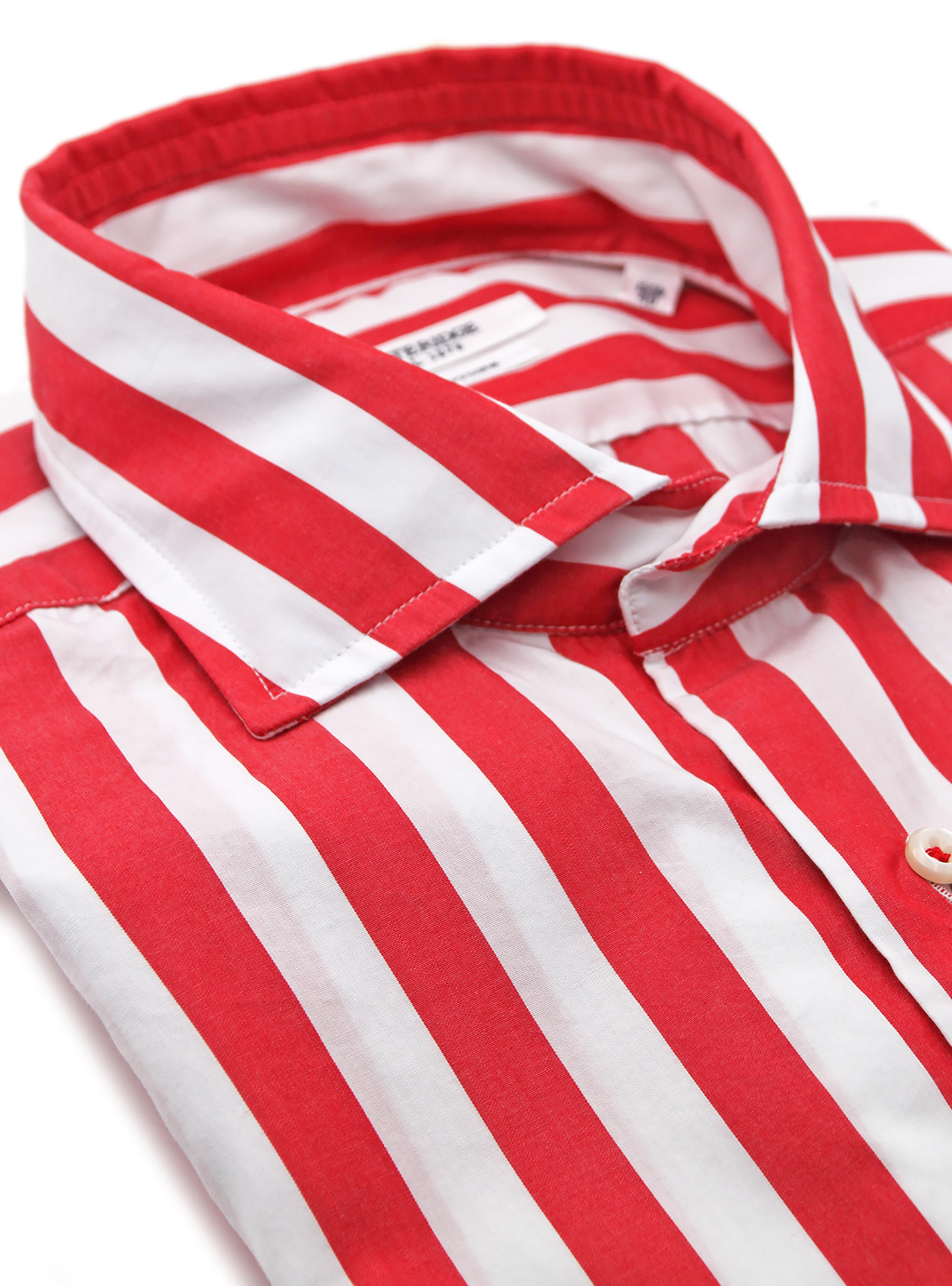 Camicia collo francese semi aperto a righe, RED