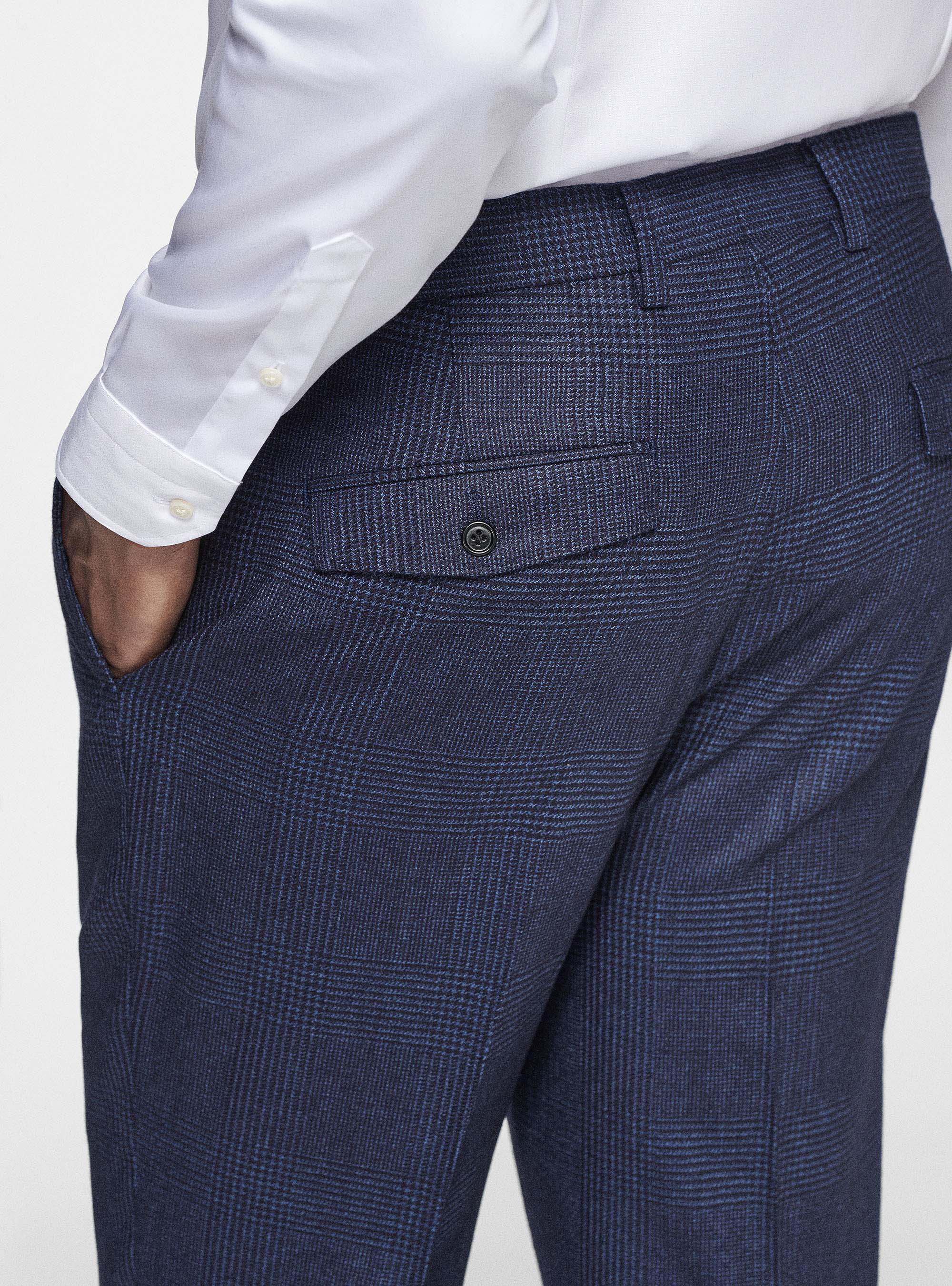 Pantaloni in pura lana fantasia, BLU NAVY