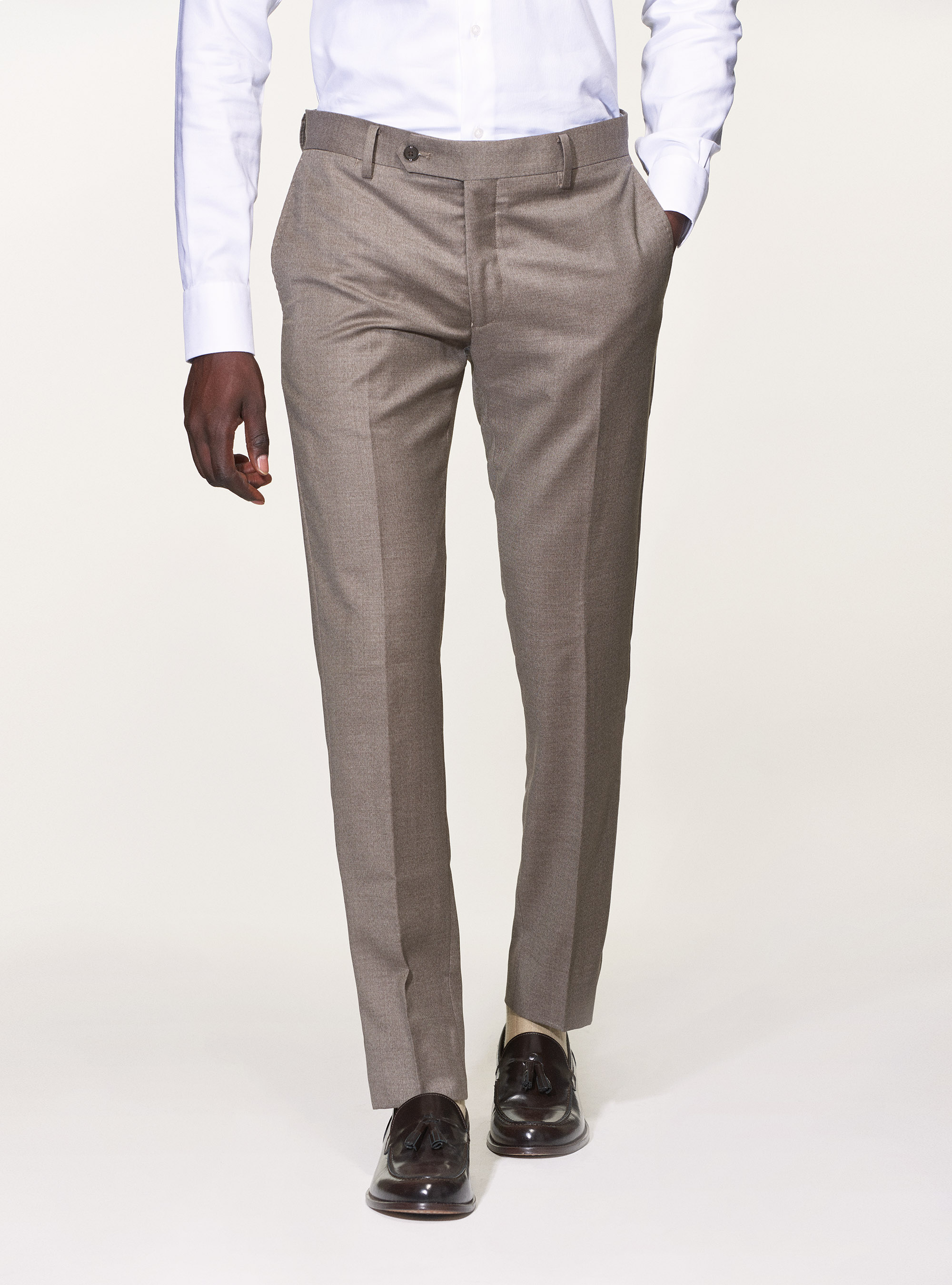 Pantaloni per abito in pura lana superfine 110's Vitale Barberis Canonico, SABBIA