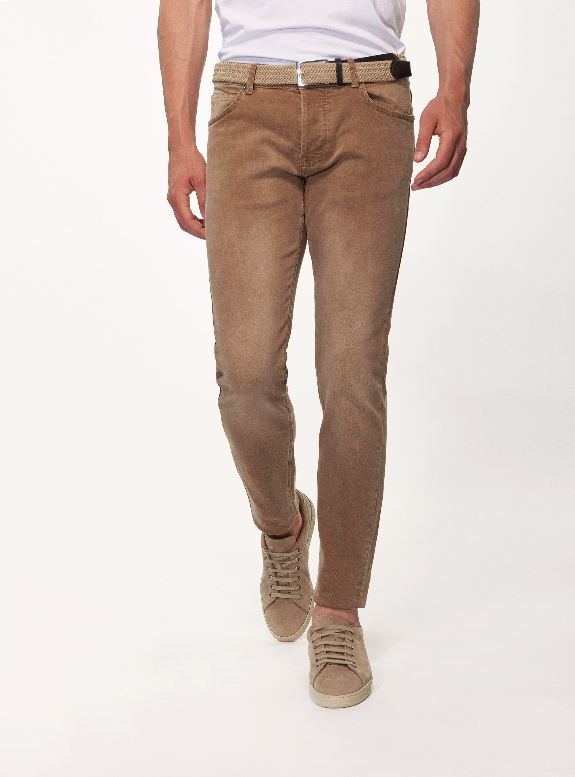 Pantaloni 5 tasche tailor fit, SABBIA