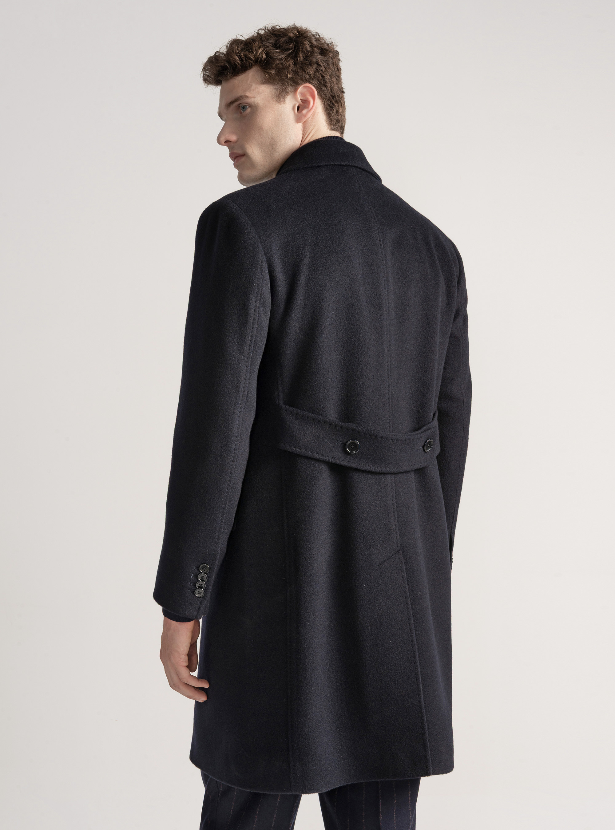 Abrigo de doble botonadura 100% cachemira, AZUL MARINO