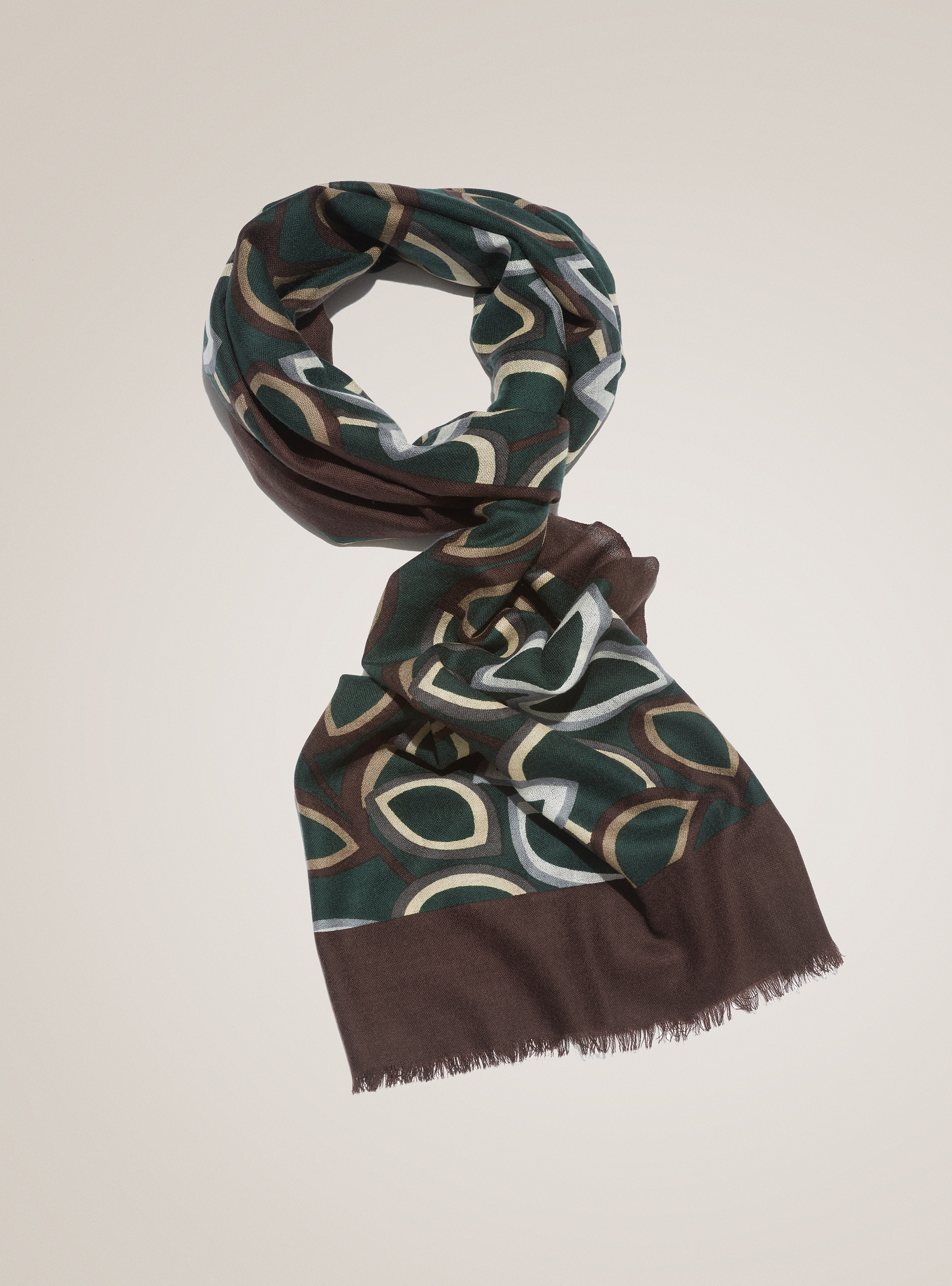 Sciarpa 100% lana con stampa all over, VERDE