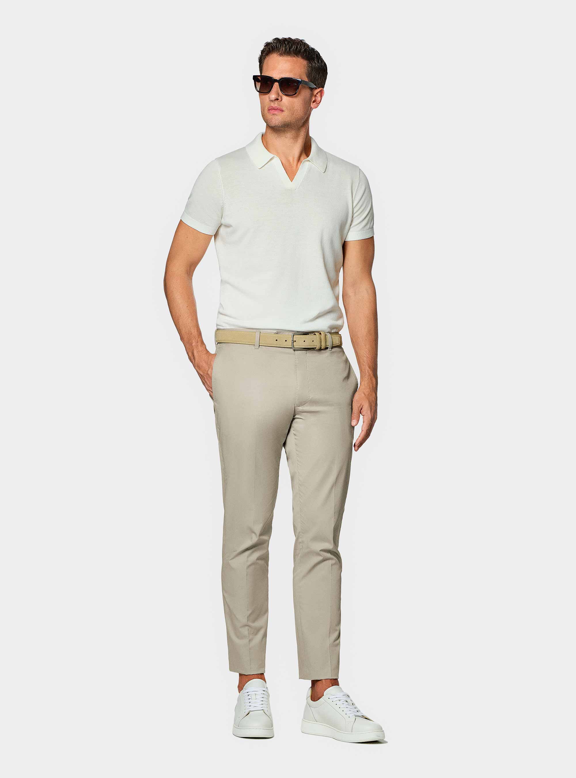 Pantaloni chino in twill leggero, ECRU