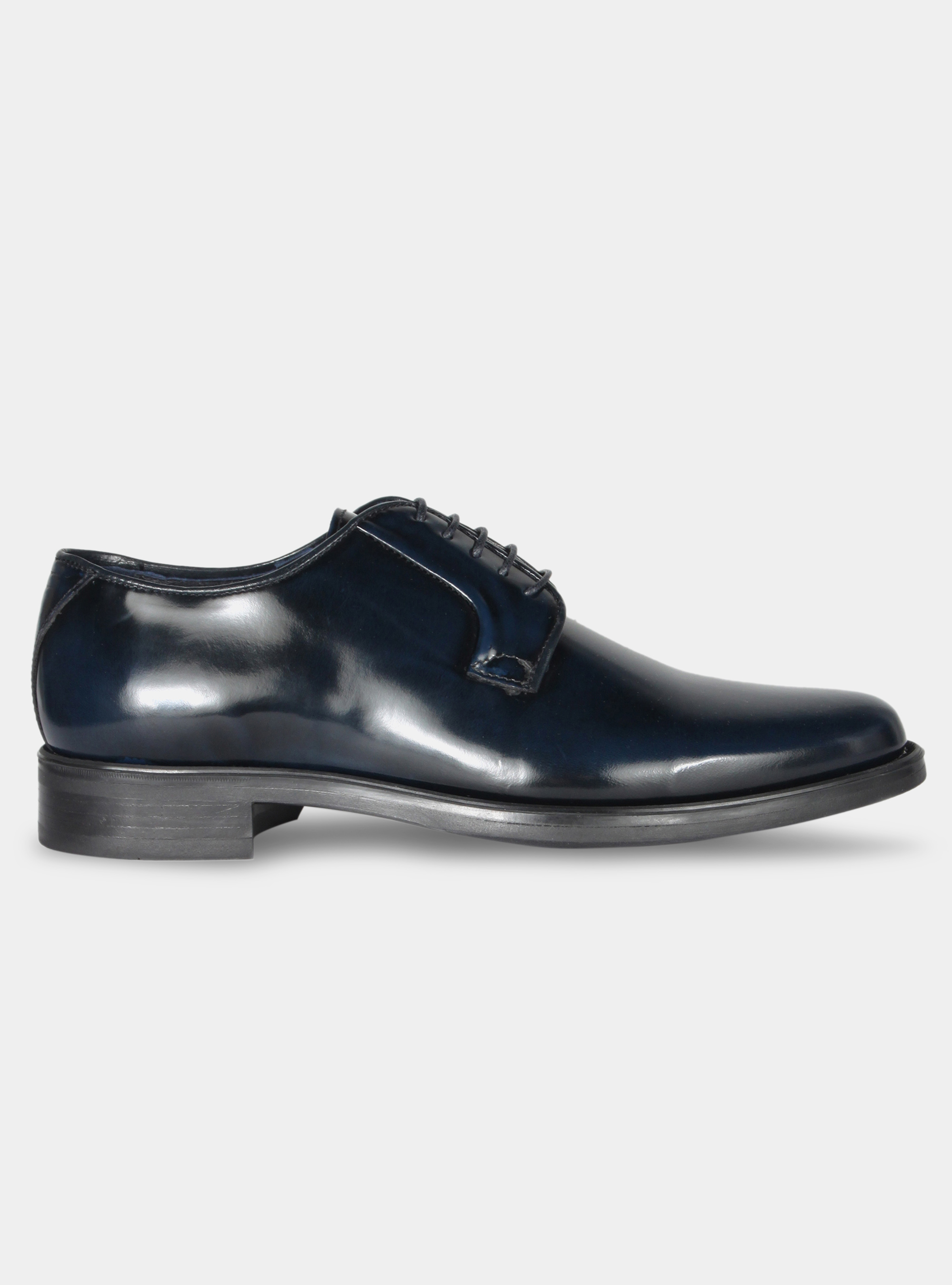 Leather derby, NAVY BLUE