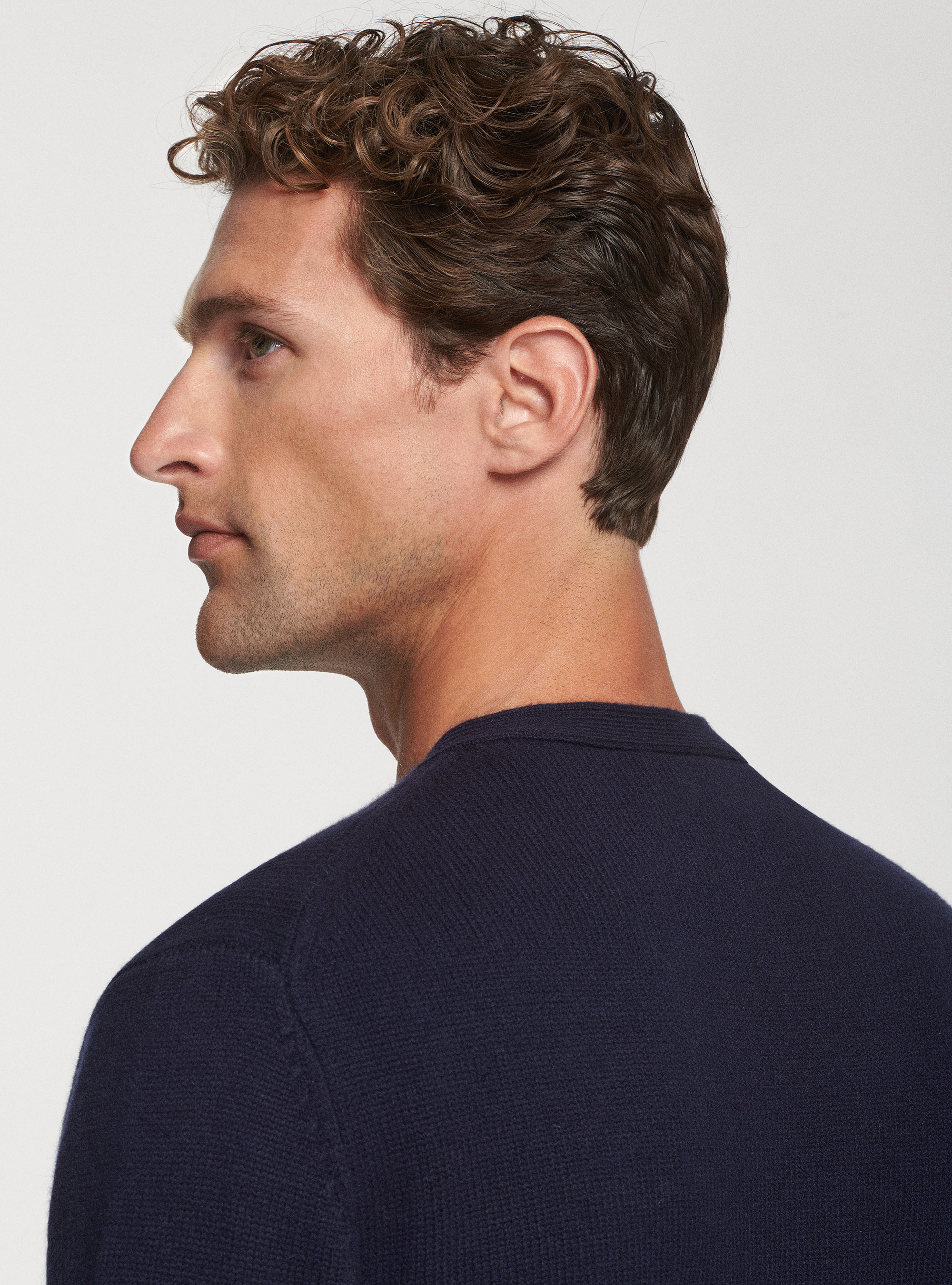 Cardigan in lana lambswool e cashmere, BLU NAVY