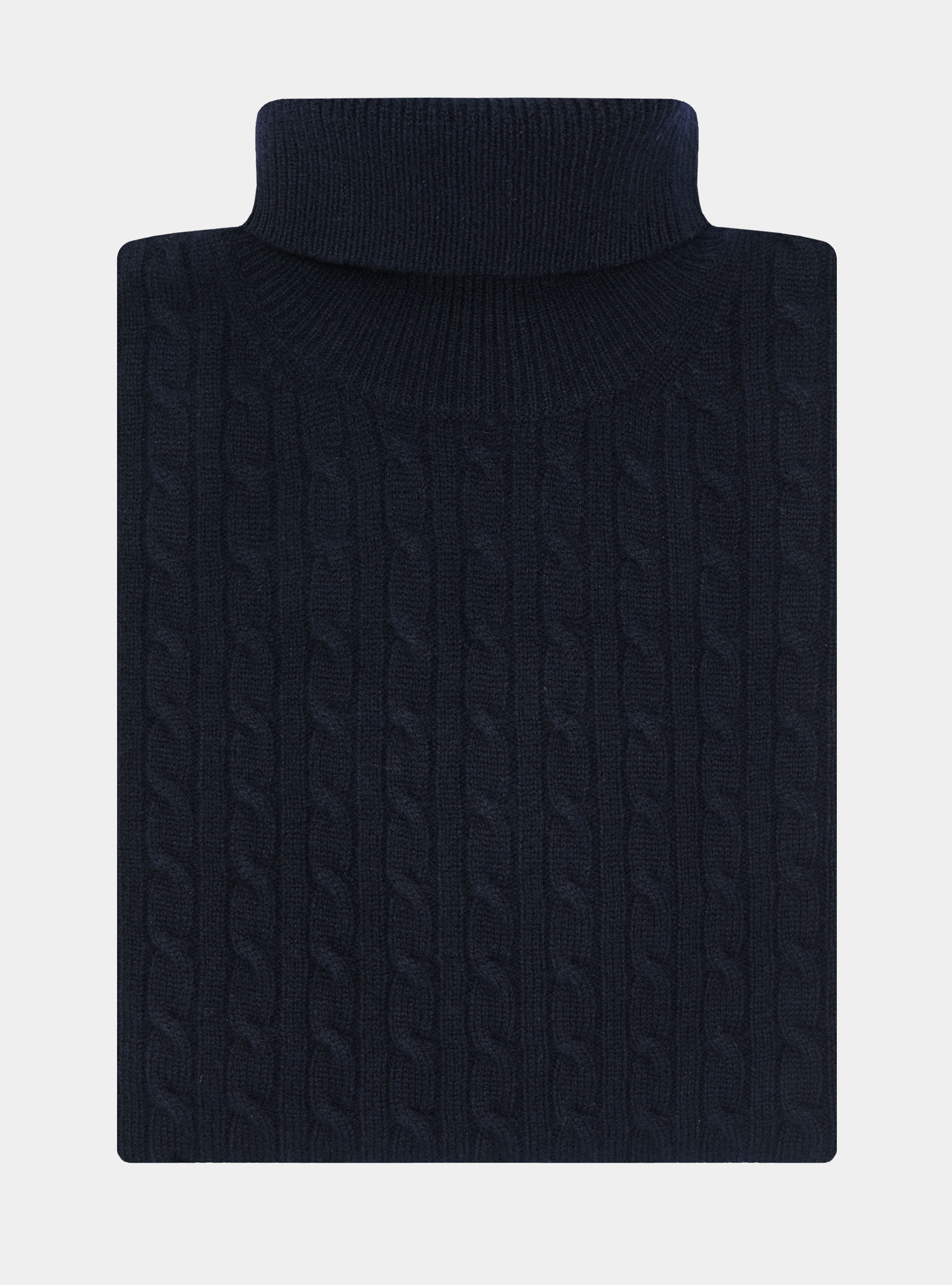 Turtleneck sweater with cashmere wool braid, NAVY BLUE