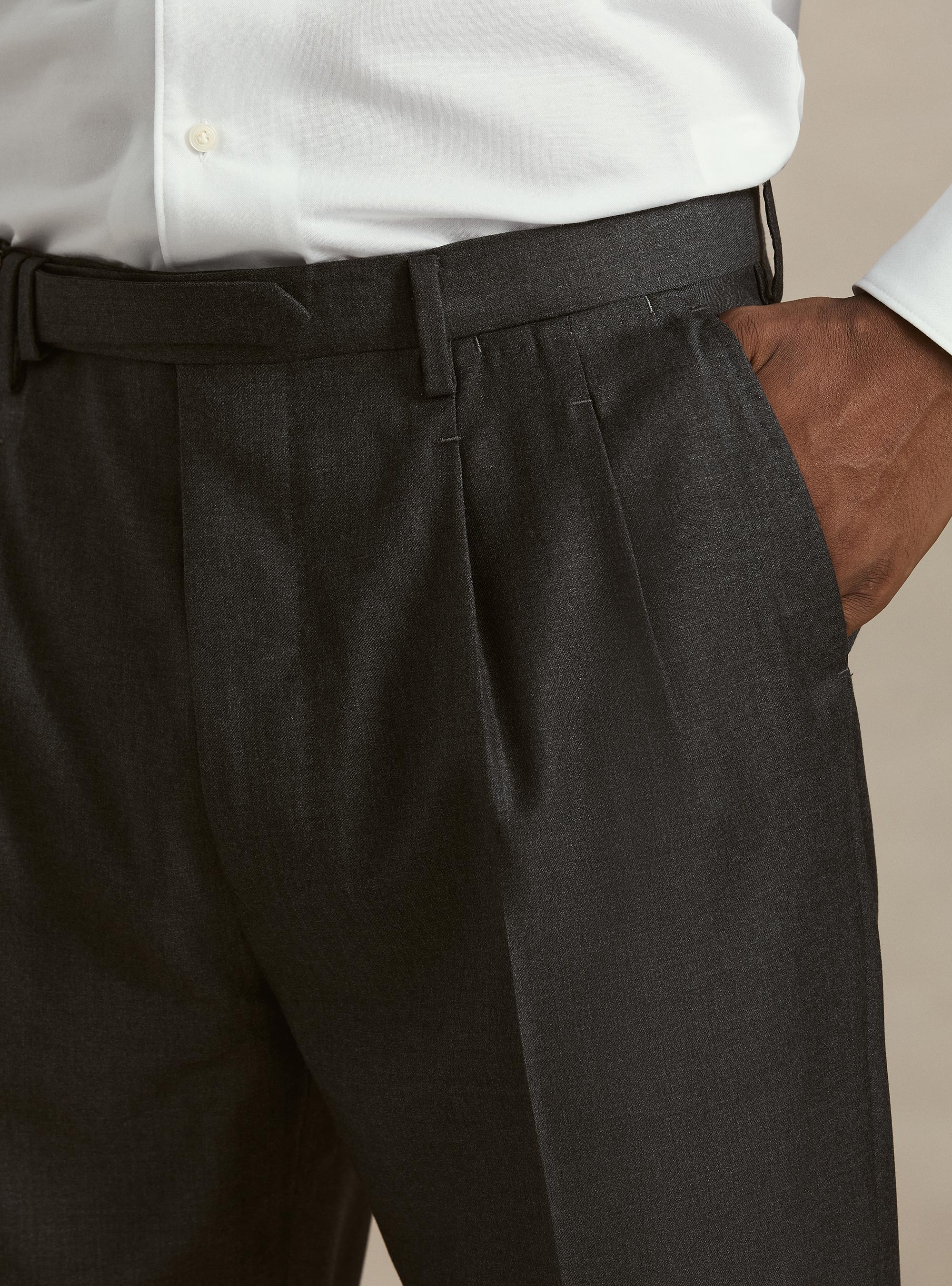 Vitale Barberis Canonico wool pleated trousers, ASPHALT GREY