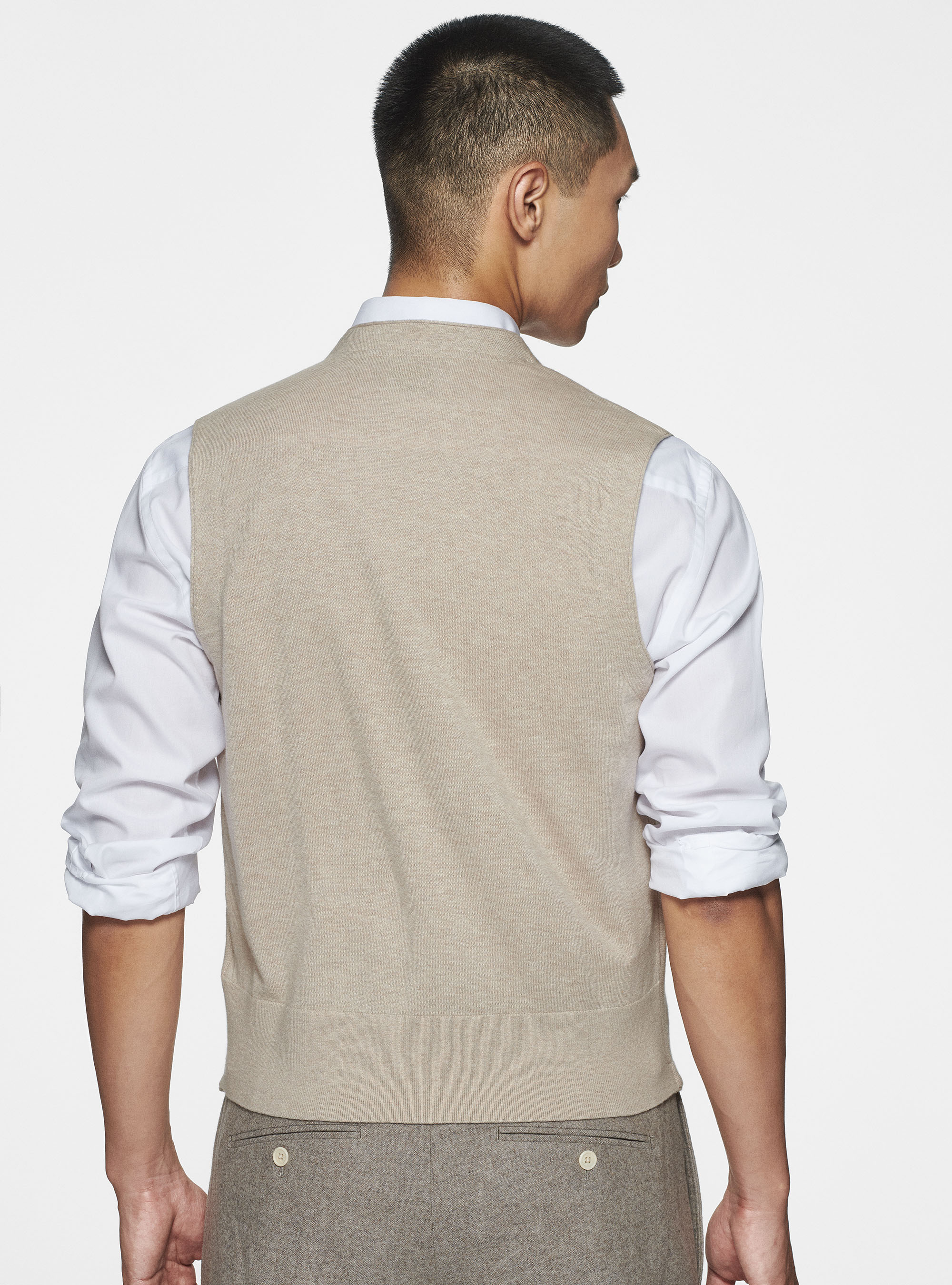 Gilet double boutonnage en maille de coton soie et cachemire, &Atilde; CRU