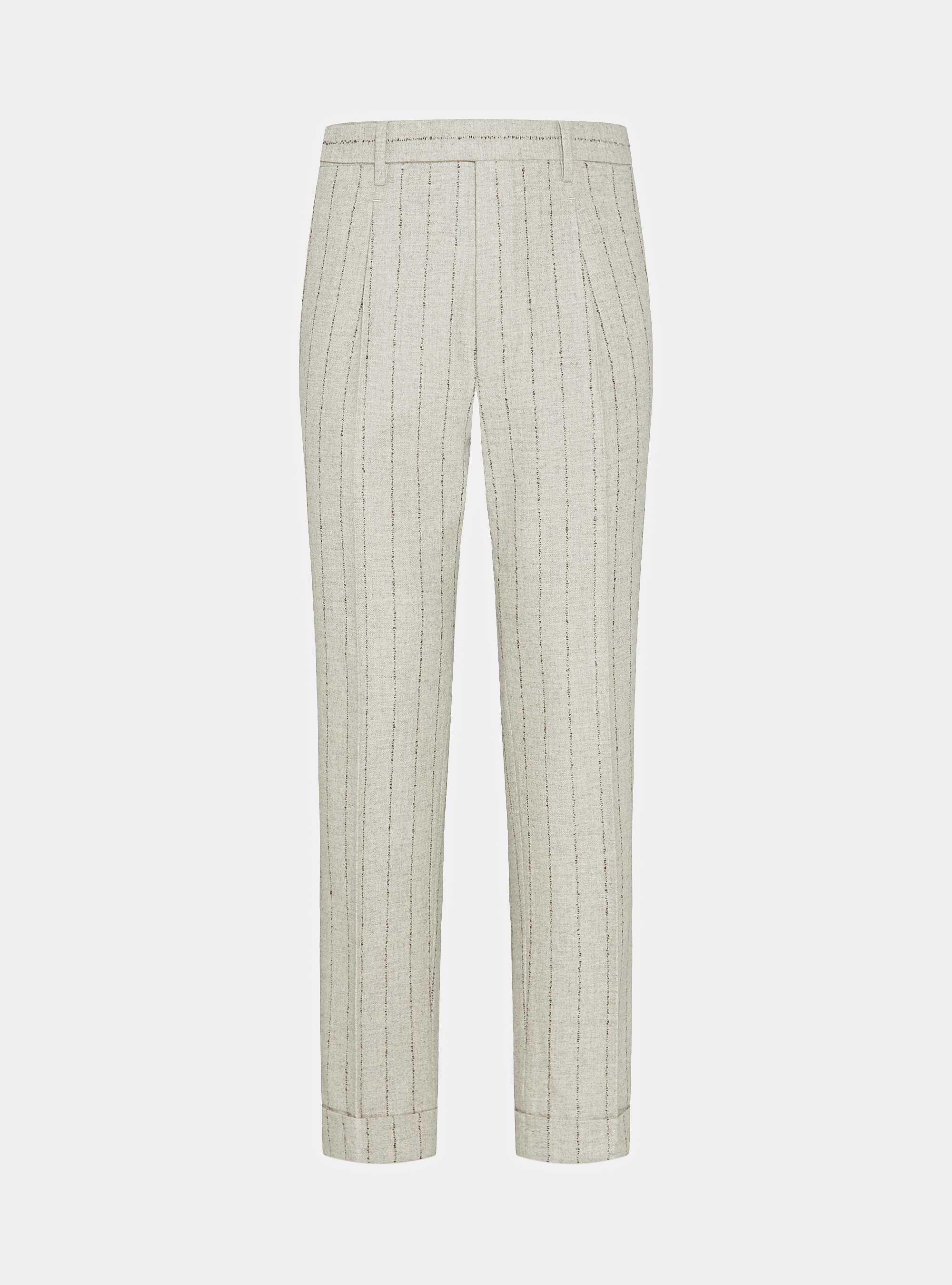 Anzughose aus Kaschmirwolle mit Nadelstreifen, ECRU 0560C