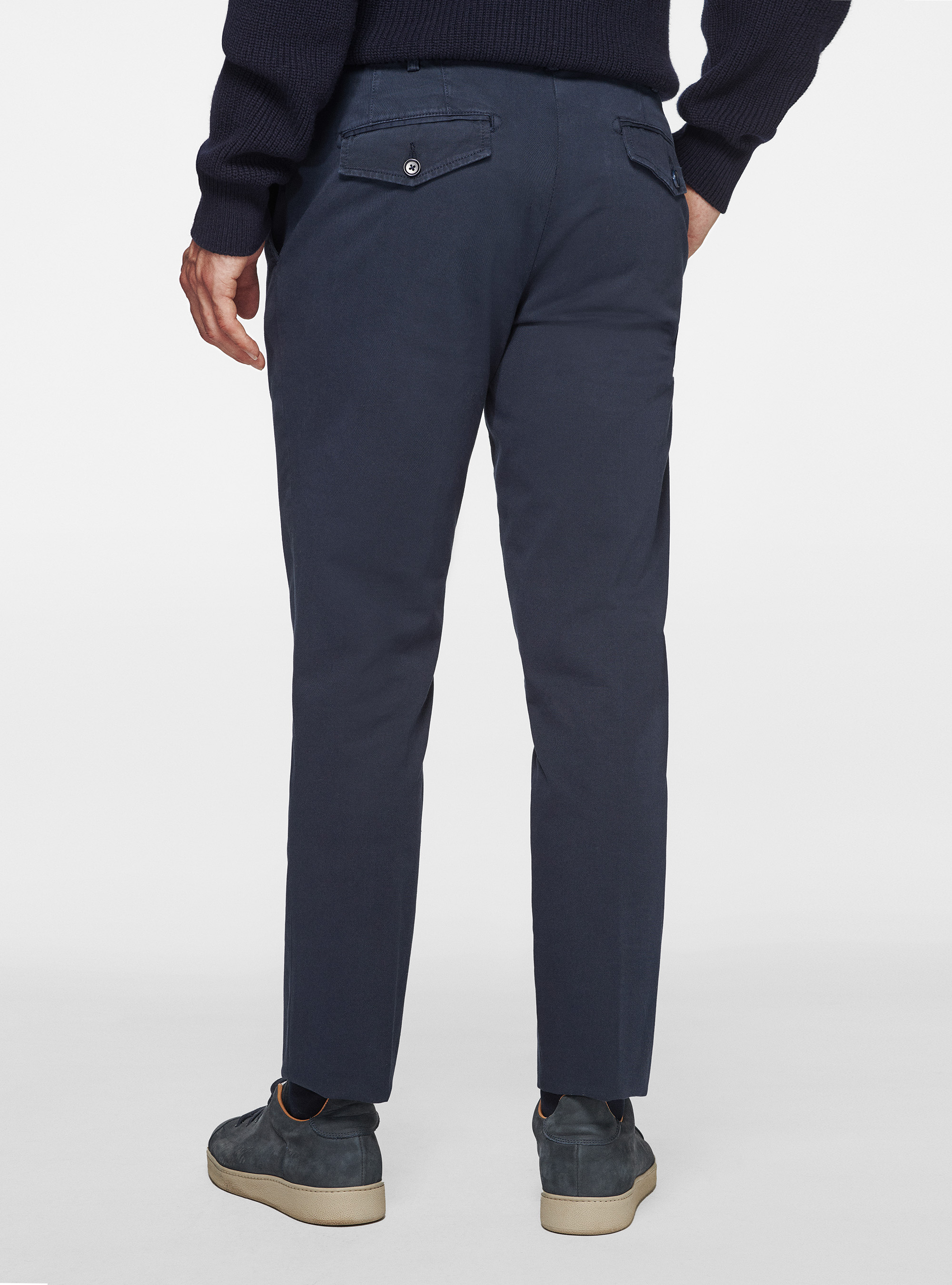 Pantaloni chino slim fit in twill stretch, BLU NAVY