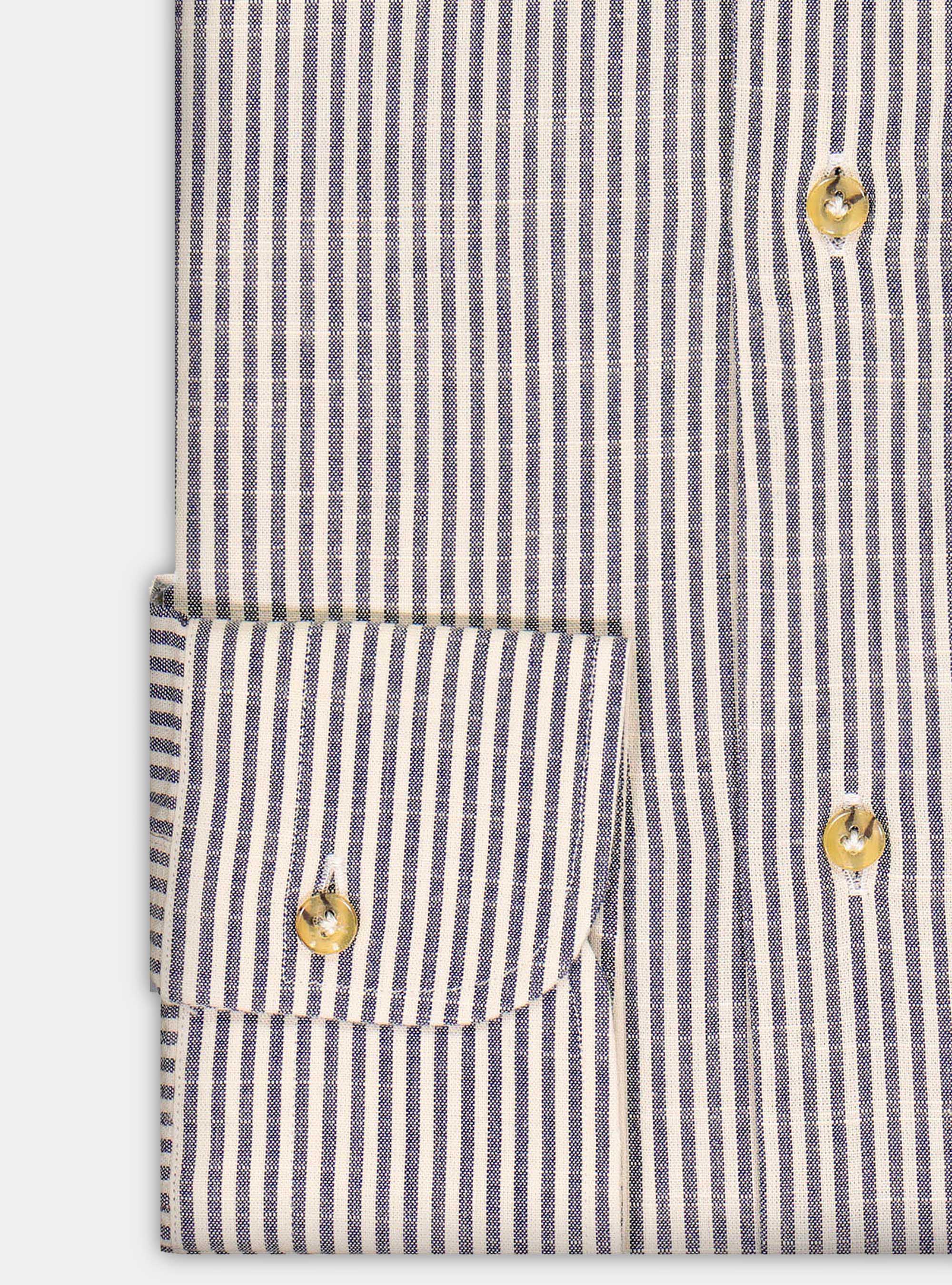 Raw striped cotton french collar shirt, NAVY BLUE