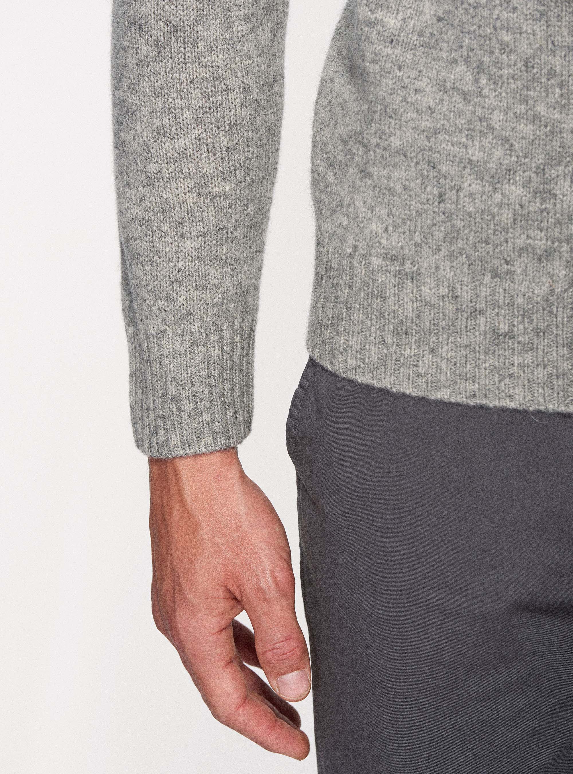 Maglia girocollo in pura lana shetland, GRIGIO MELANGE 0151C