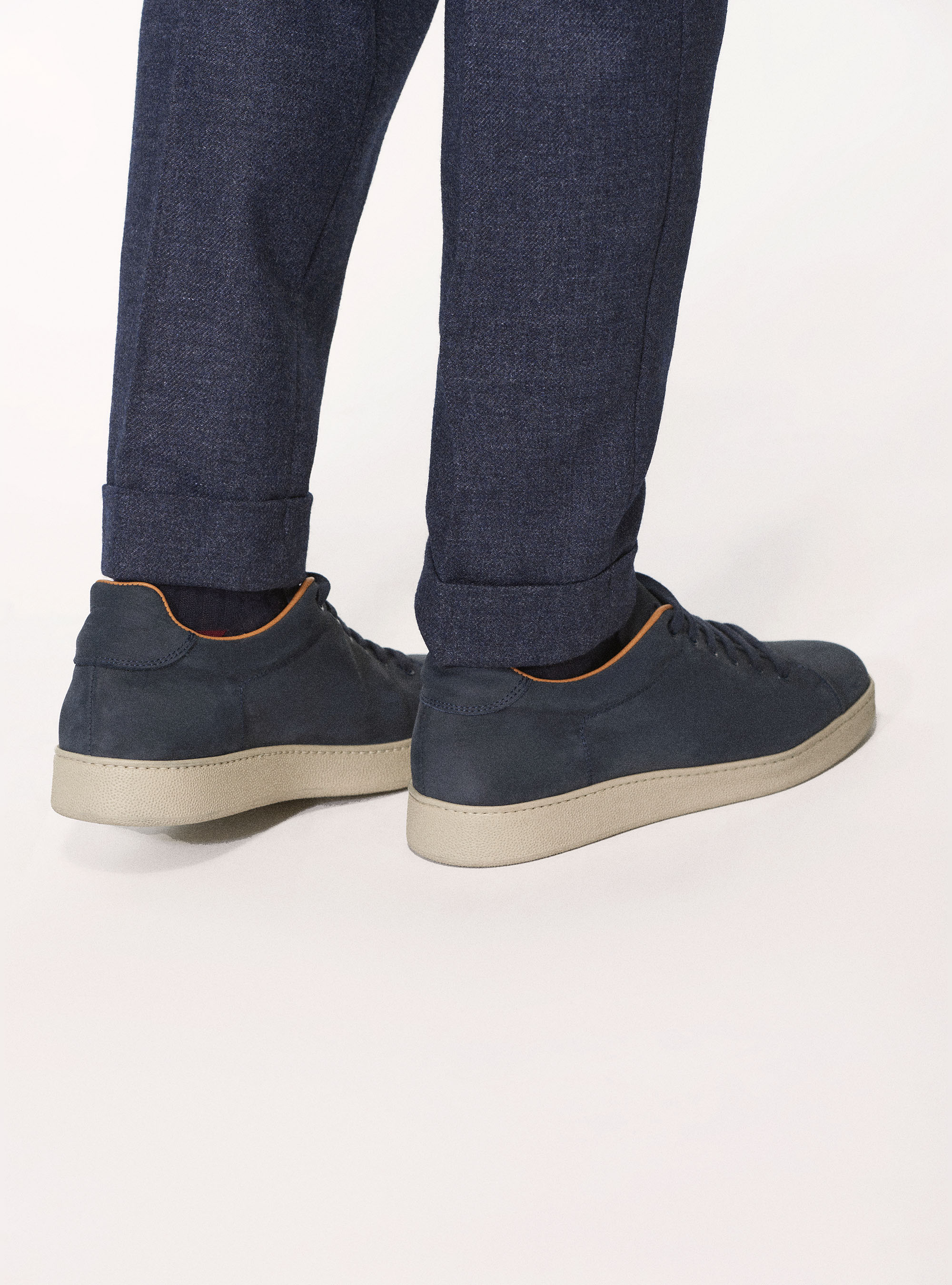 Pantalones de franela con doble pinza, AZUL MARINO