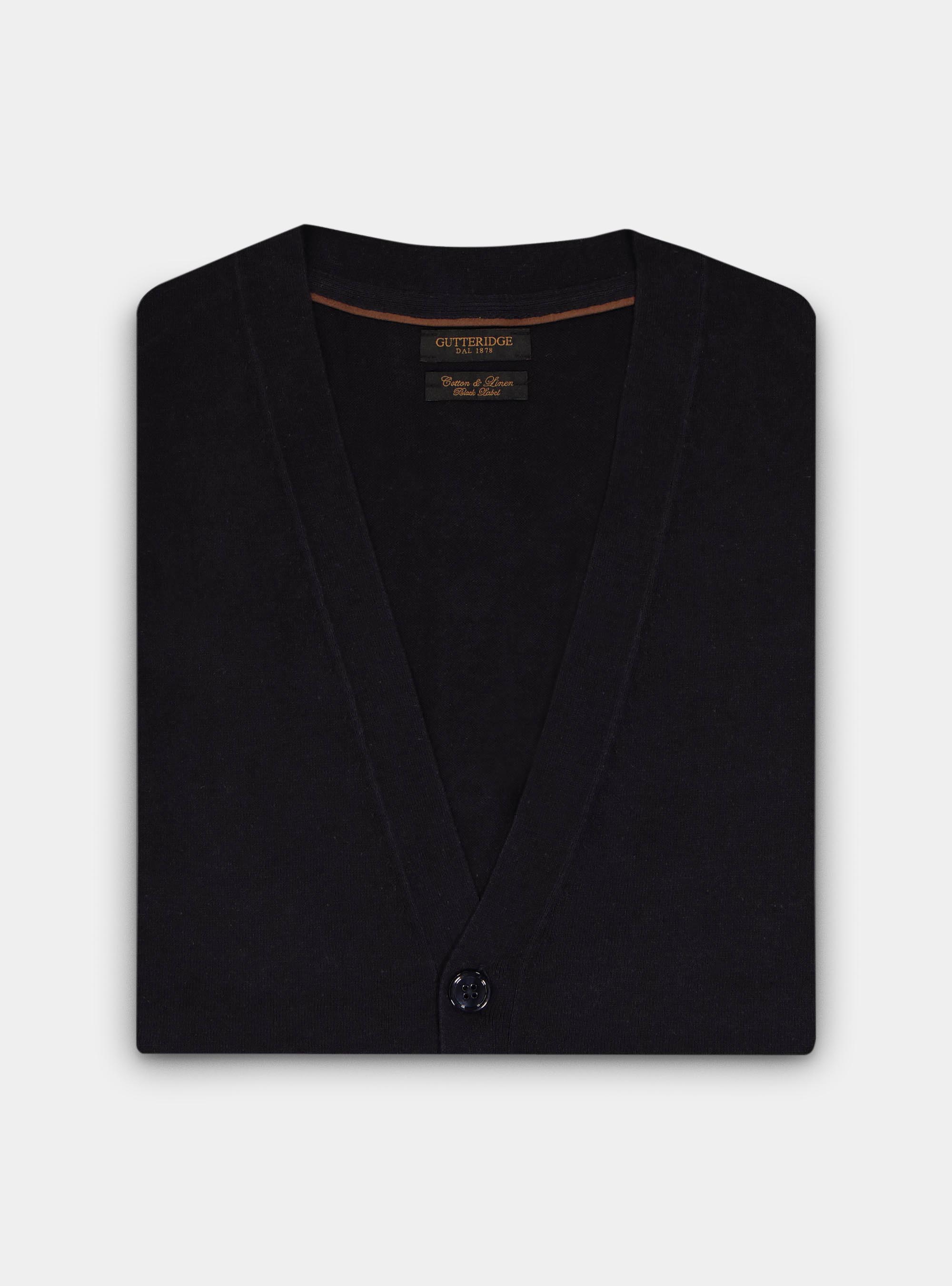 Gilet in maglia in cotone e lino, BLU NAVY