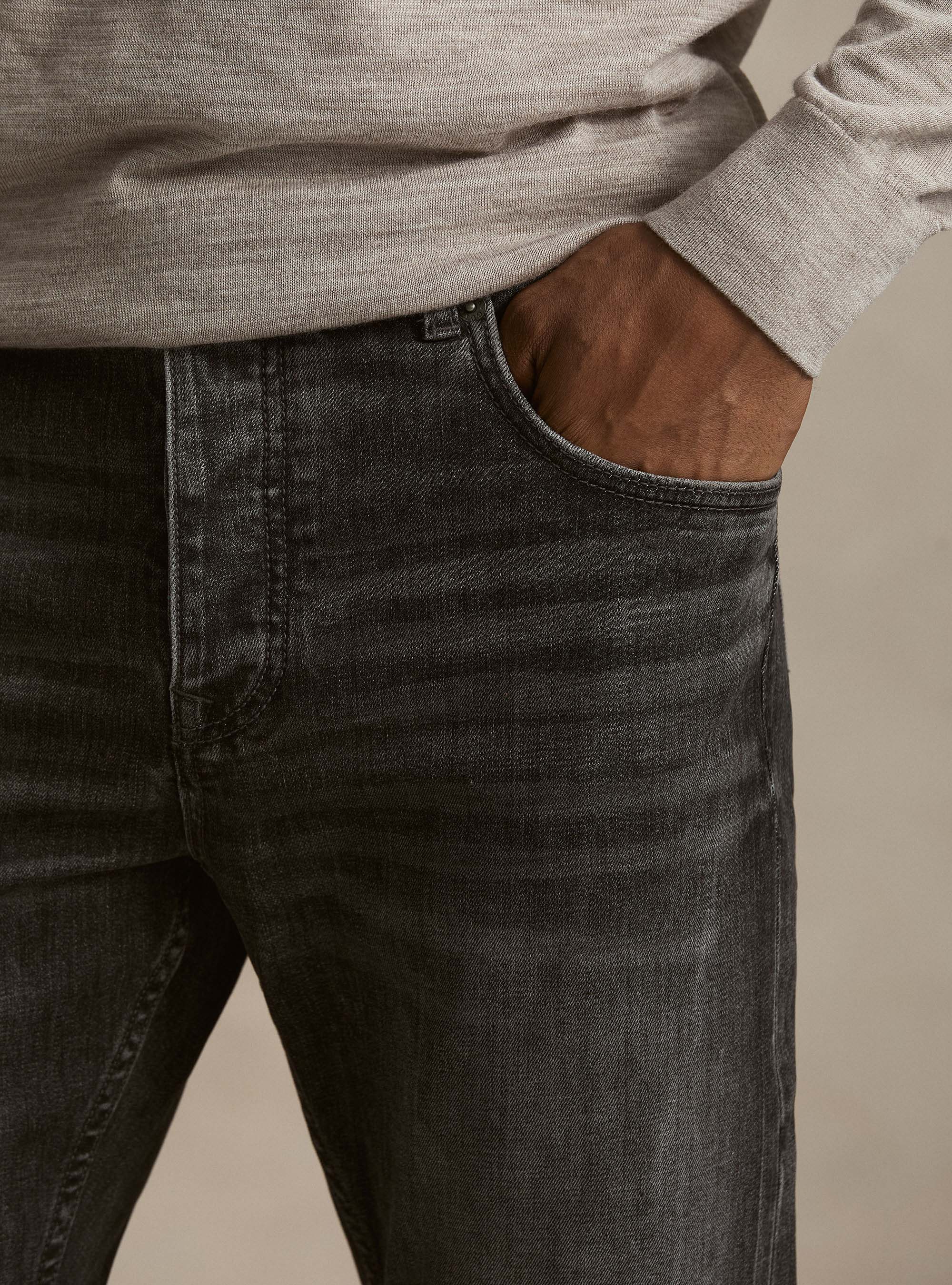 Stretch cotton denim, BLACK