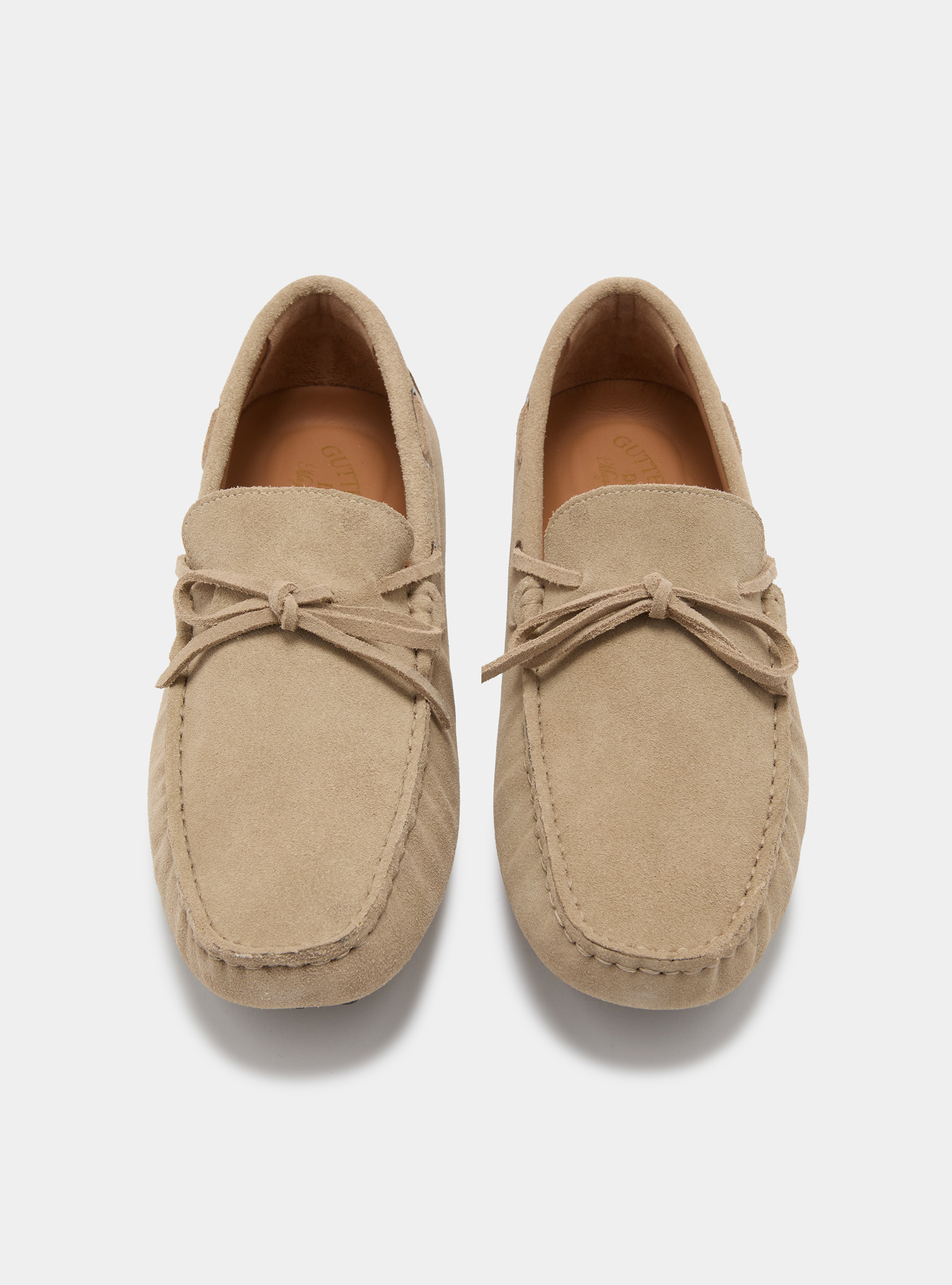 Mocassini in suede da barca, ECRU