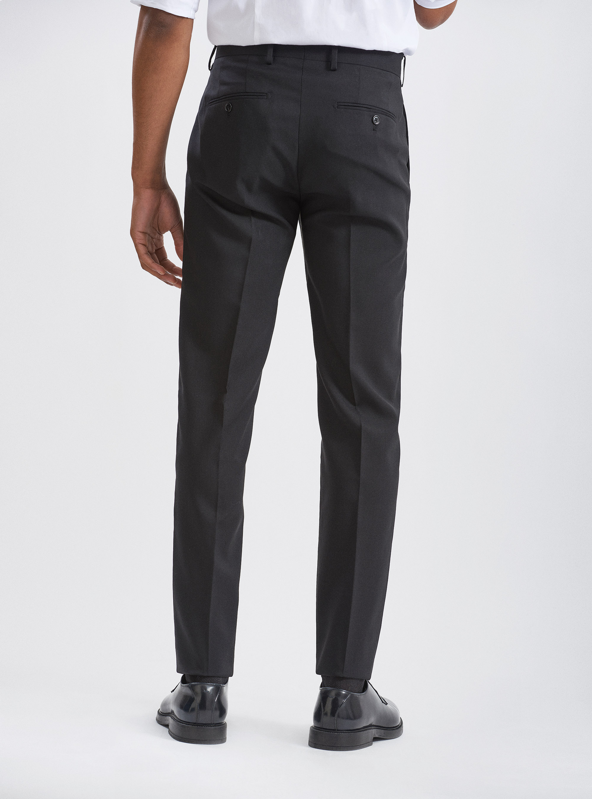 Pantaloni per abito in pura lana tessuti Vitale Barberis Canonico, NERO