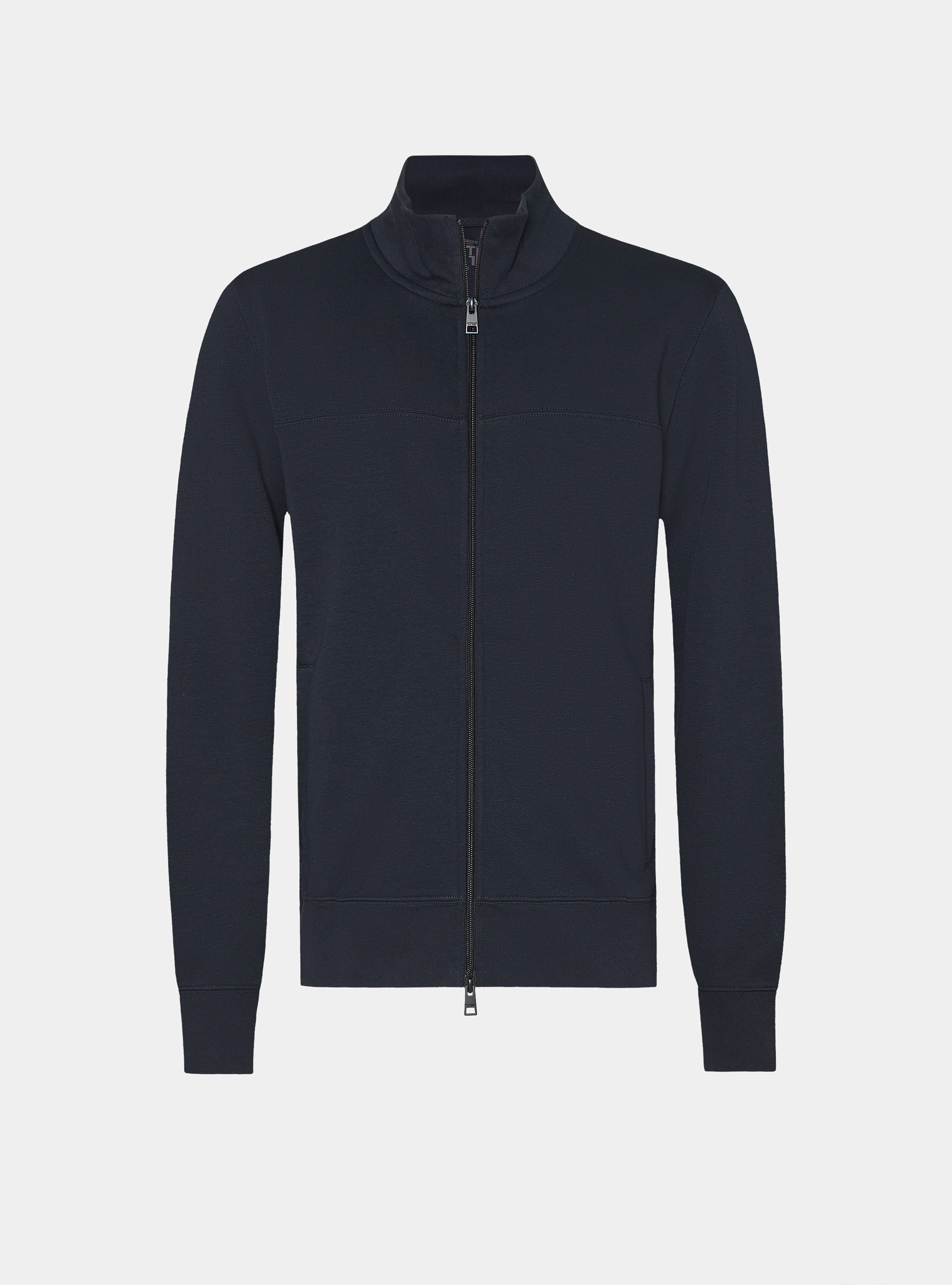 Sudadera con cremallera completa en mezcla de algodón, AZUL MARINO