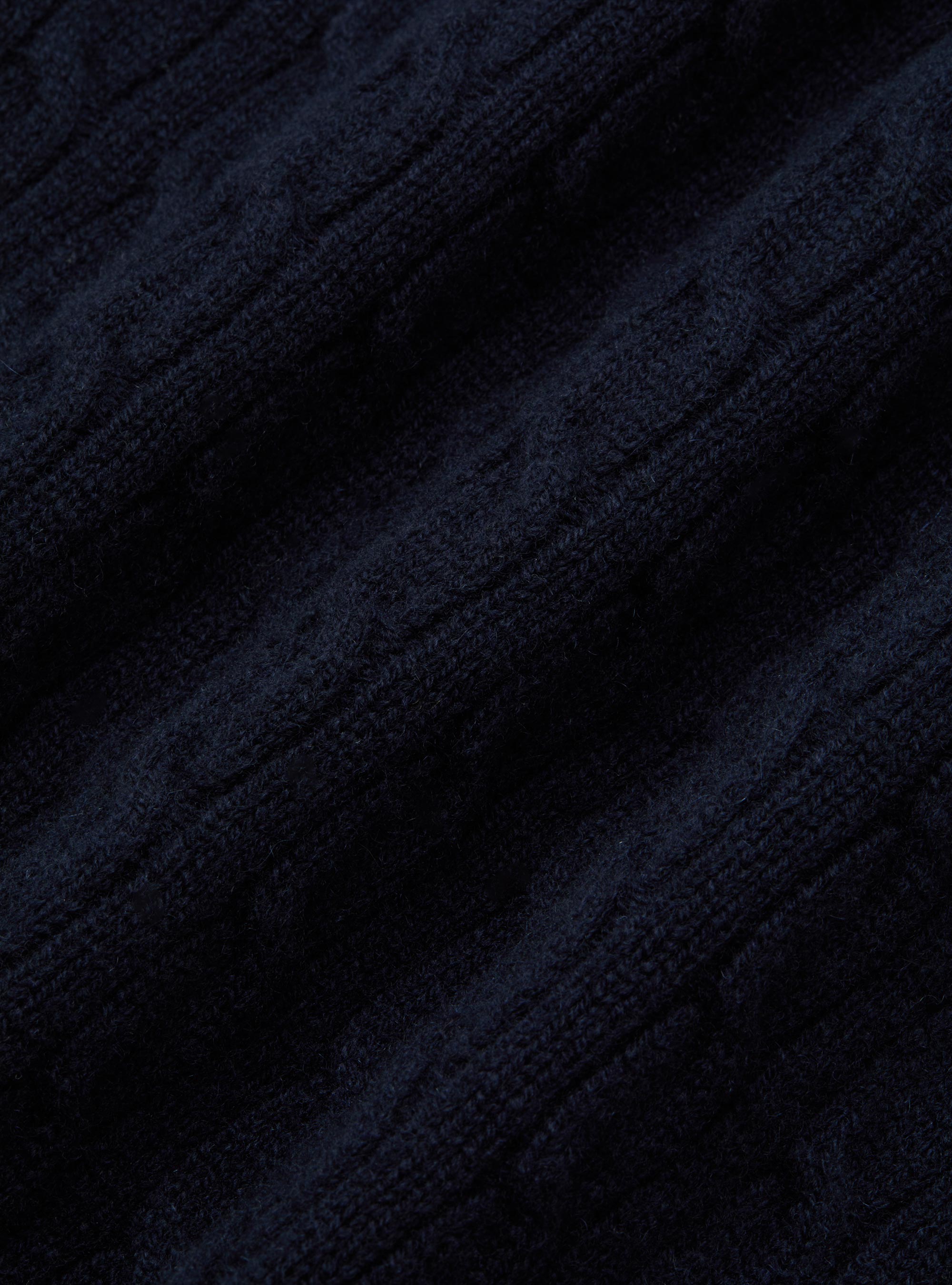 Maglia collo alto in lana cashmere con treccia, BLU NAVY