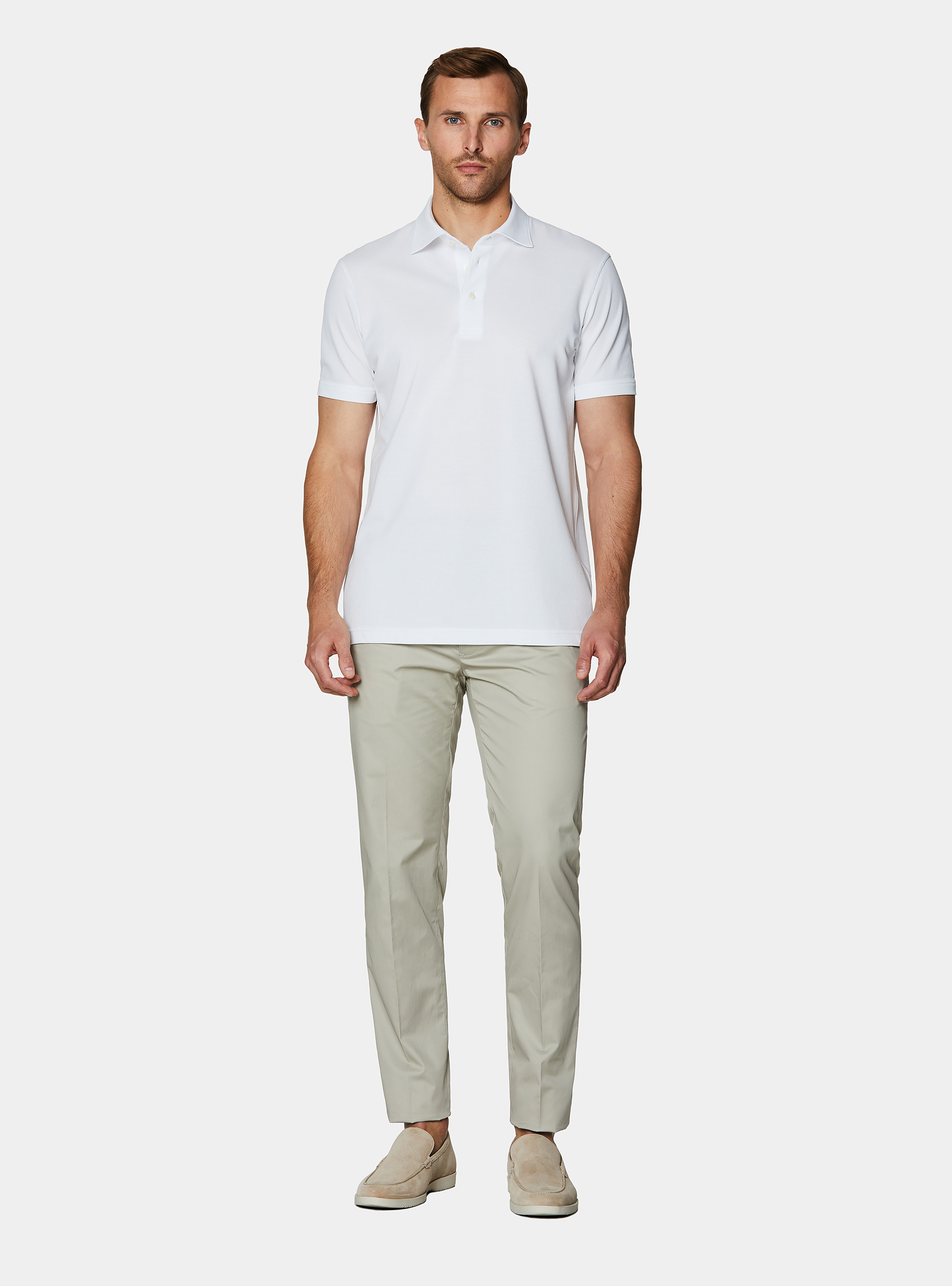 GT01 stretch pique polo shirt, WHITE