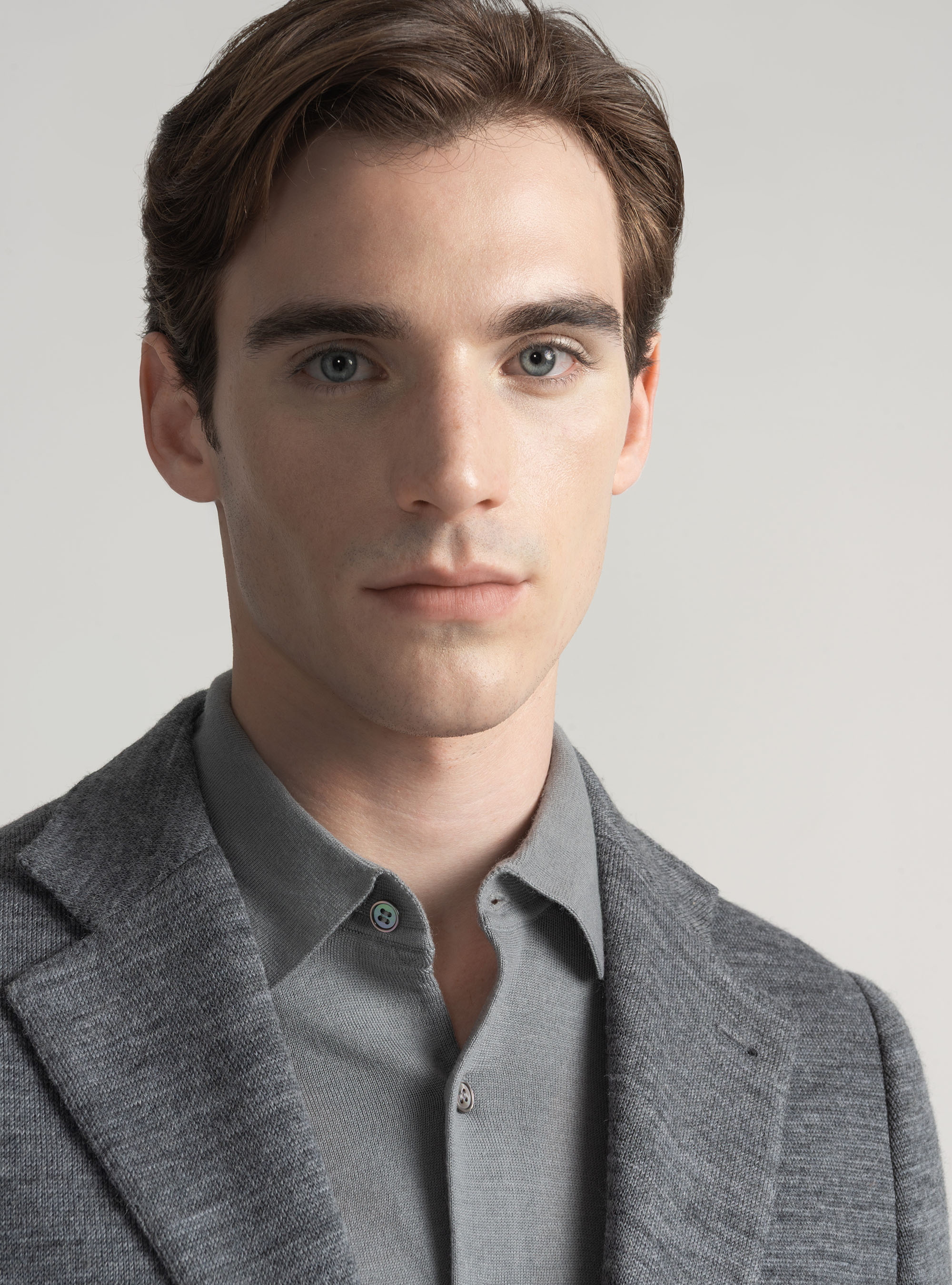 Giacca jersey in lana e cotone, GRIGIO CHIARO