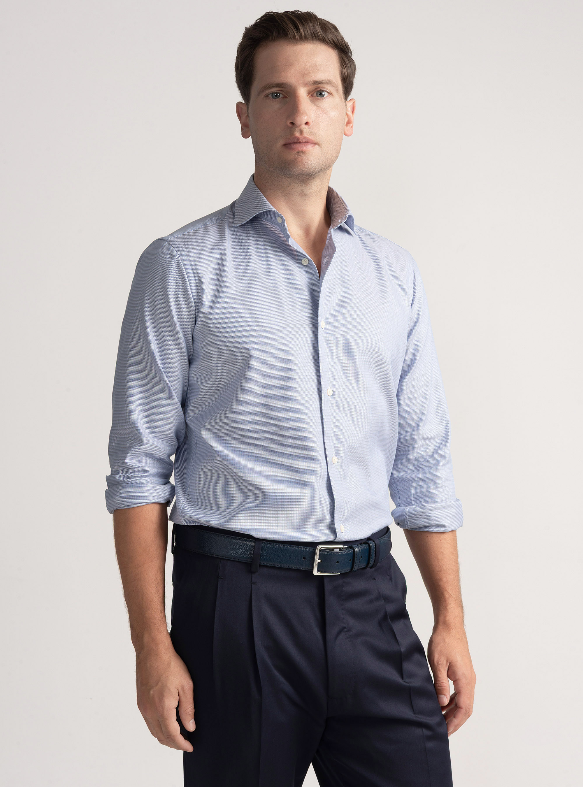 Textured cotton shirt, BLUE