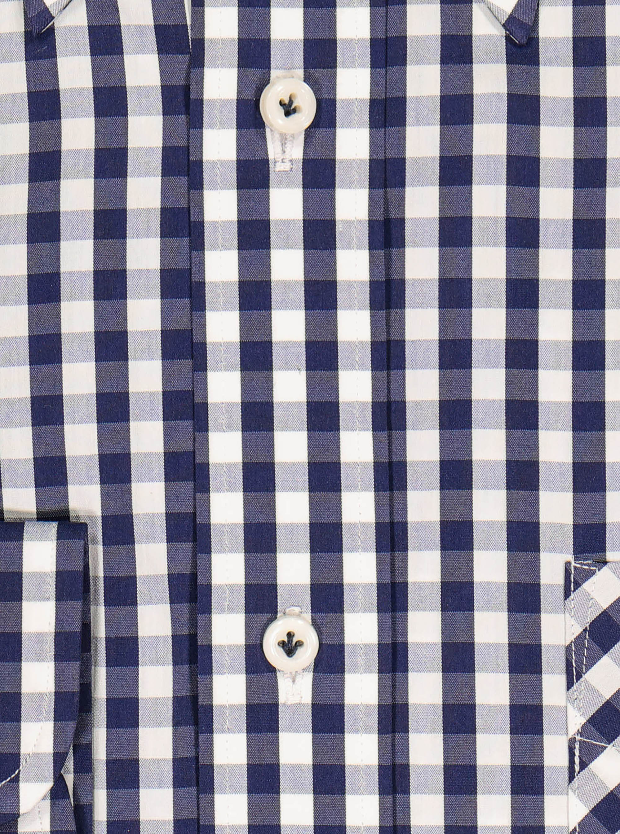 Button-down collar shirt in checked stretch cotton, BLUE