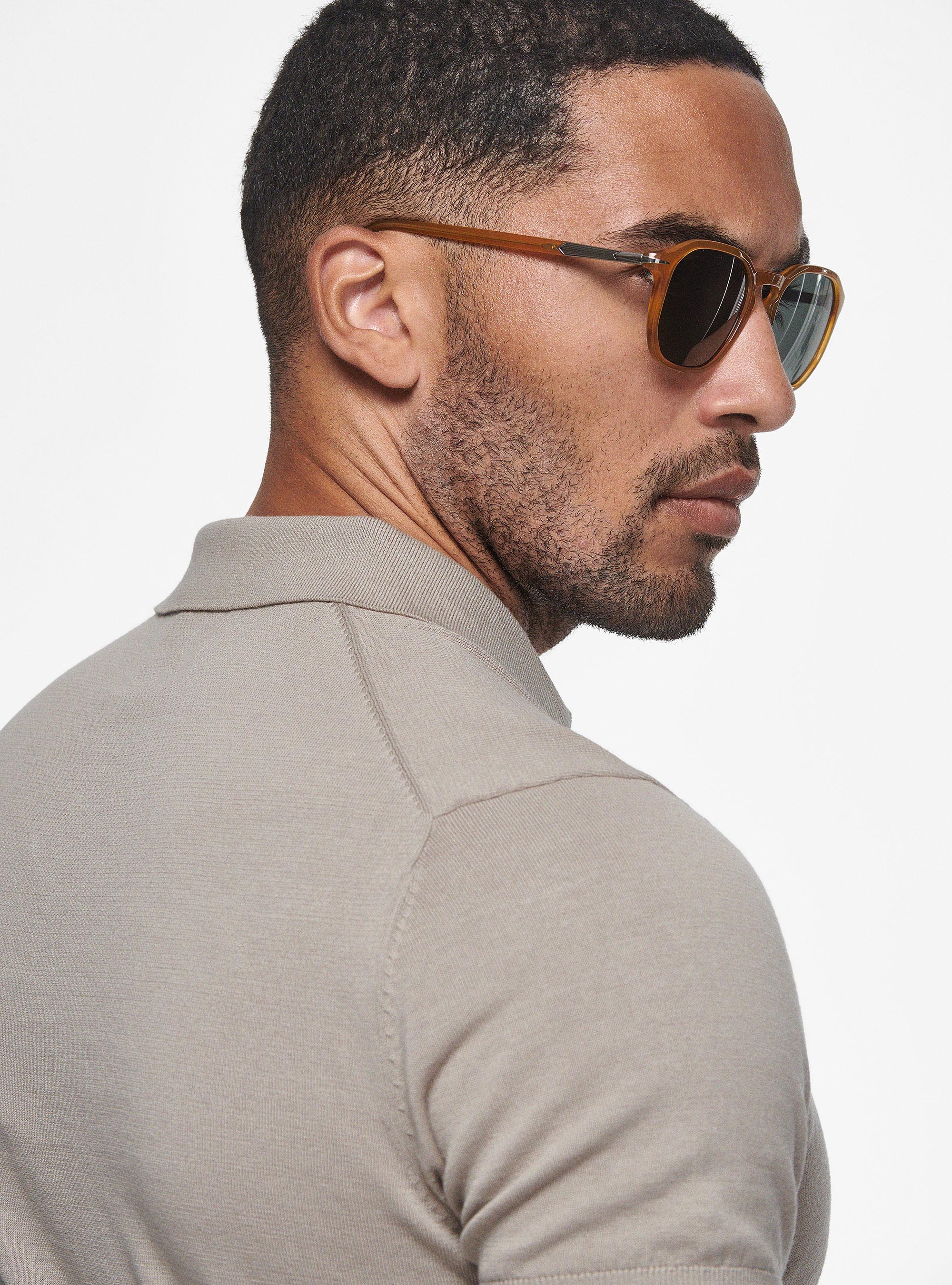 Polo en tricot de coton extra-fin, SABLE