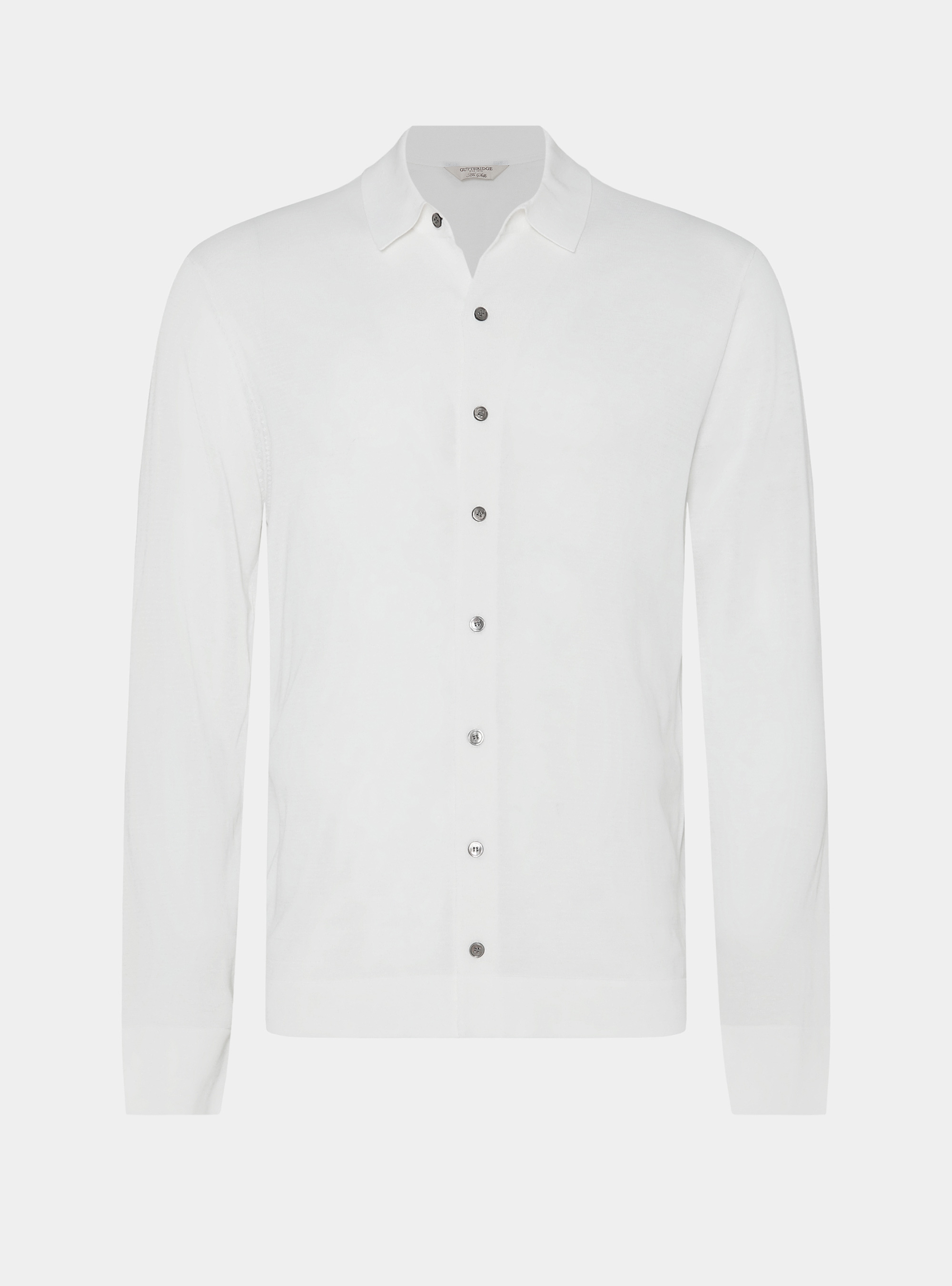 Polo camicia in cotone e seta, BIANCO