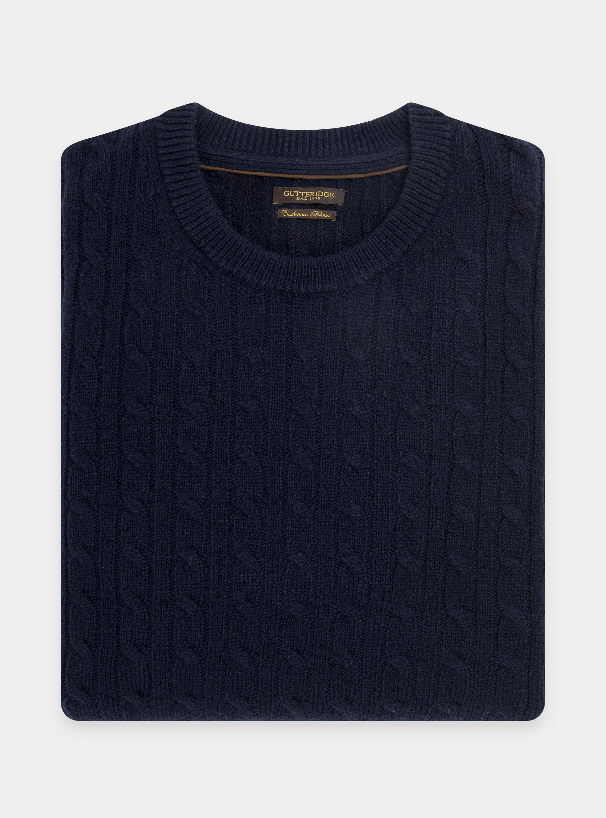 Pull en laine d'agneau tress&eacute;e, BLEU MARINE
