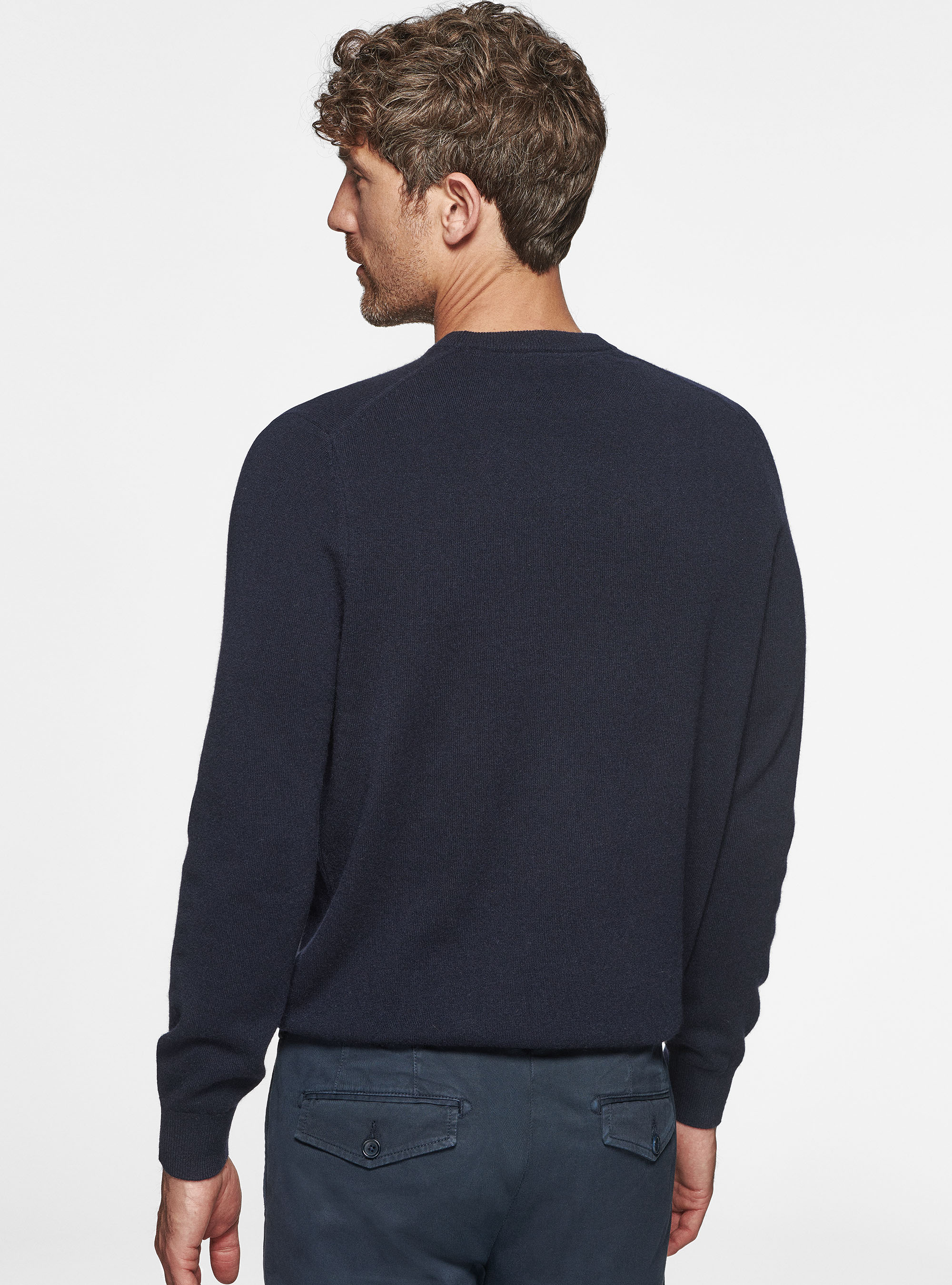 Cashmere crew-neck sweater, NAVY BLUE
