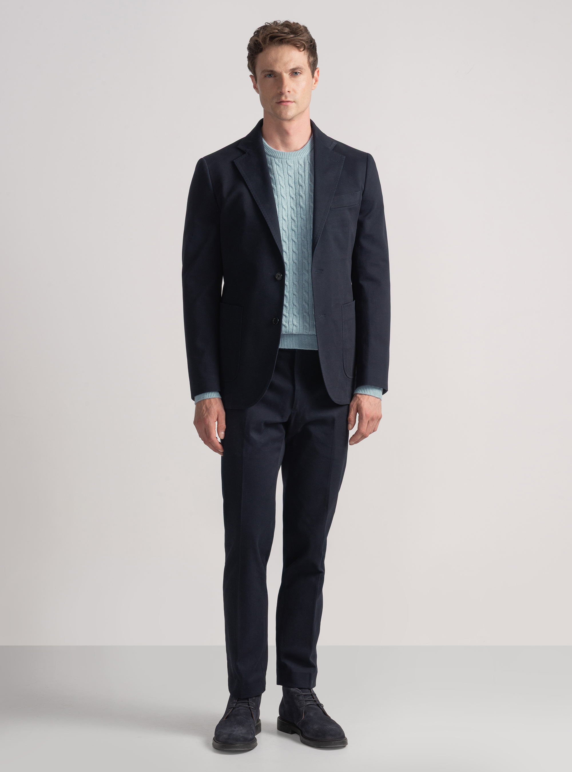 Frosted cotton blazer, NAVY BLUE