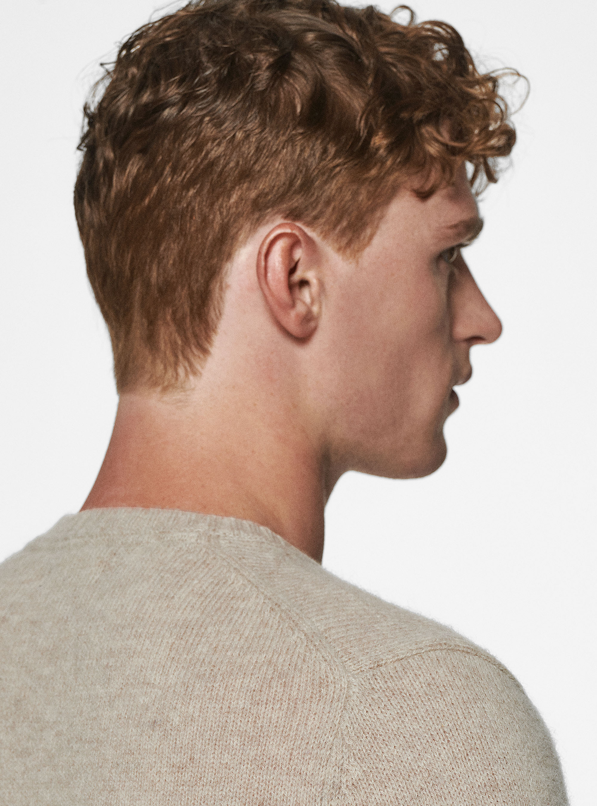 Maglia girocollo in lana shetland, ECRU