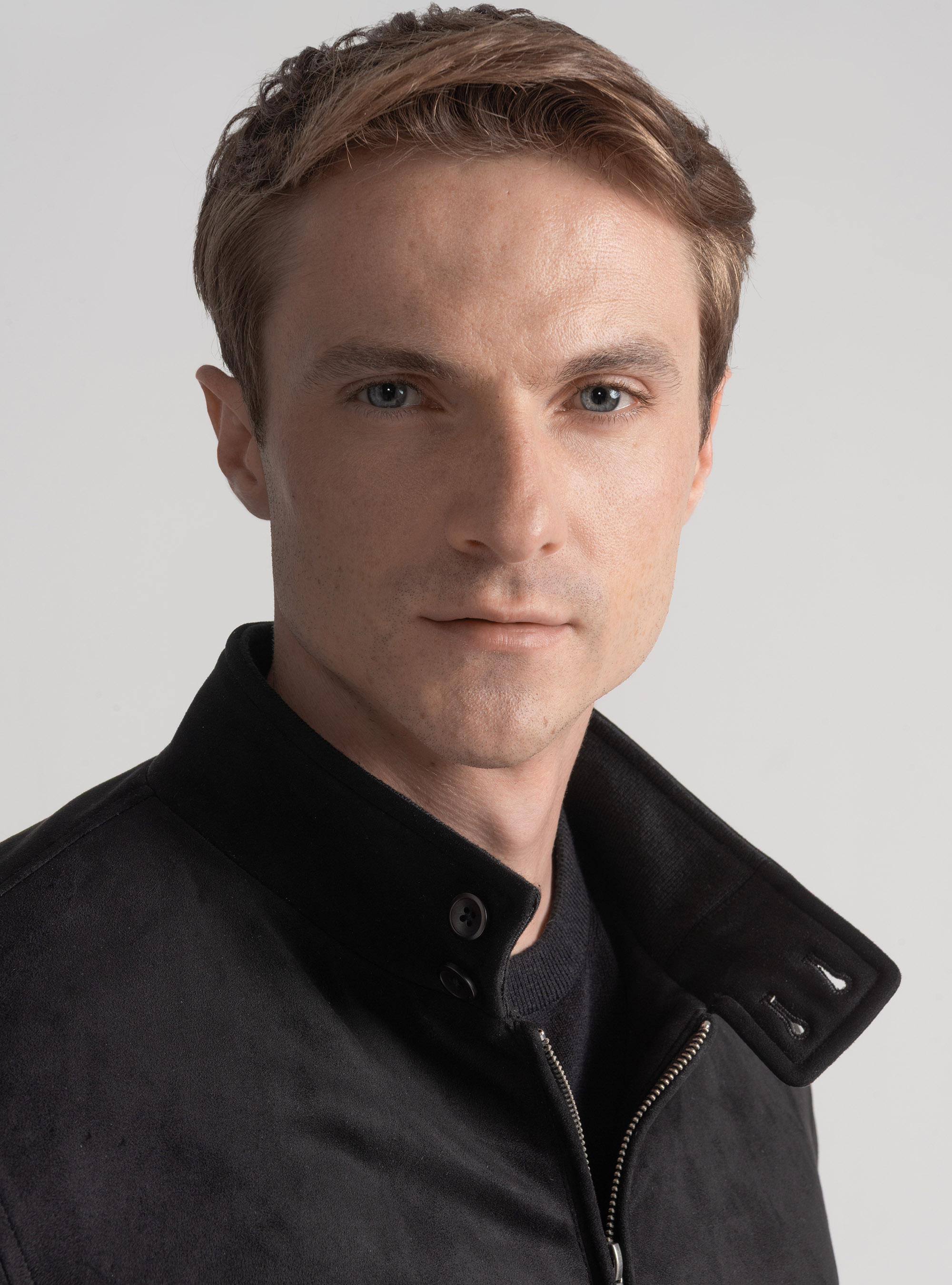 Padded suede-effect bomber jacket, BLACK