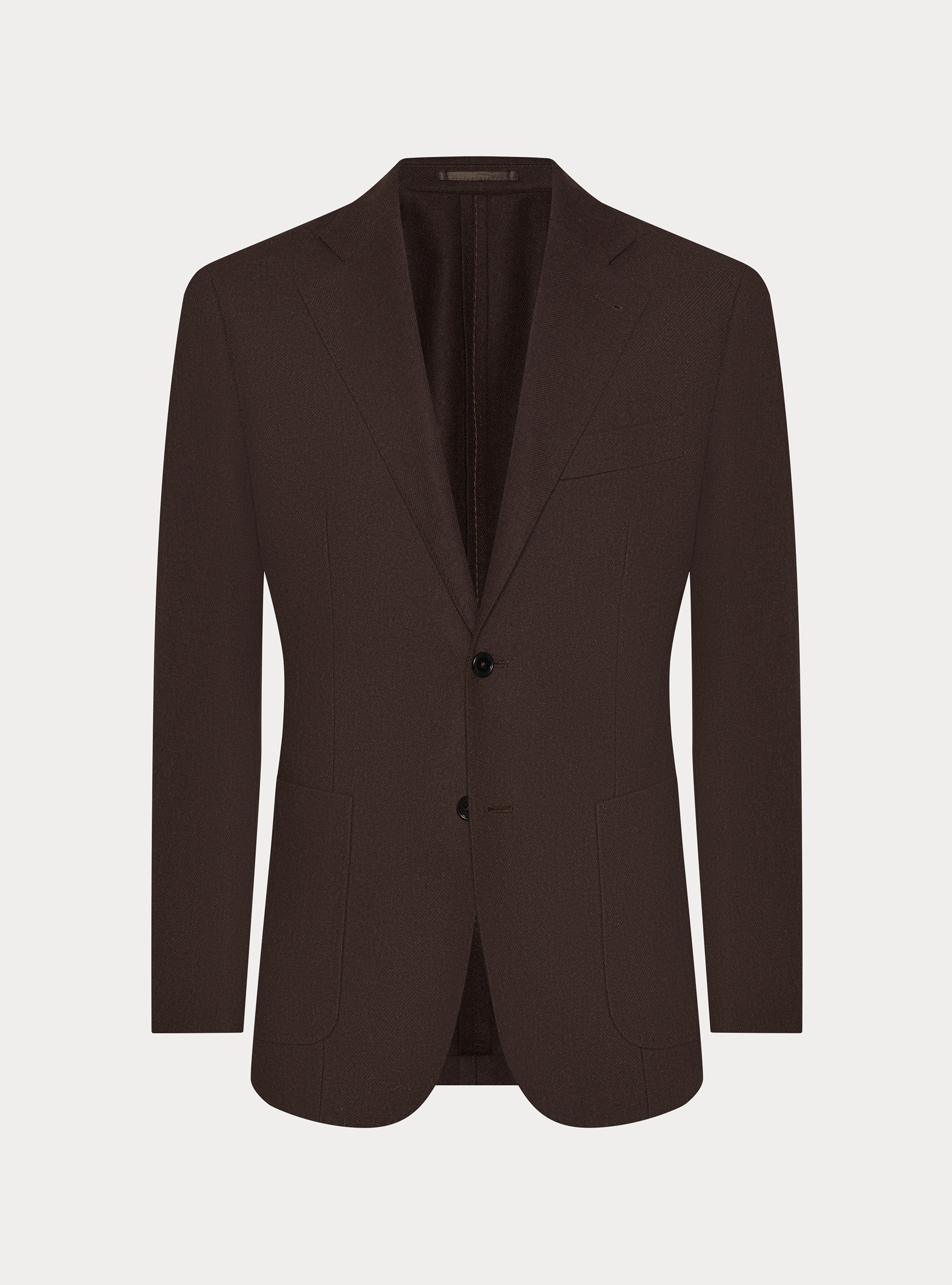 Wool blend flannel blazer, BROWN