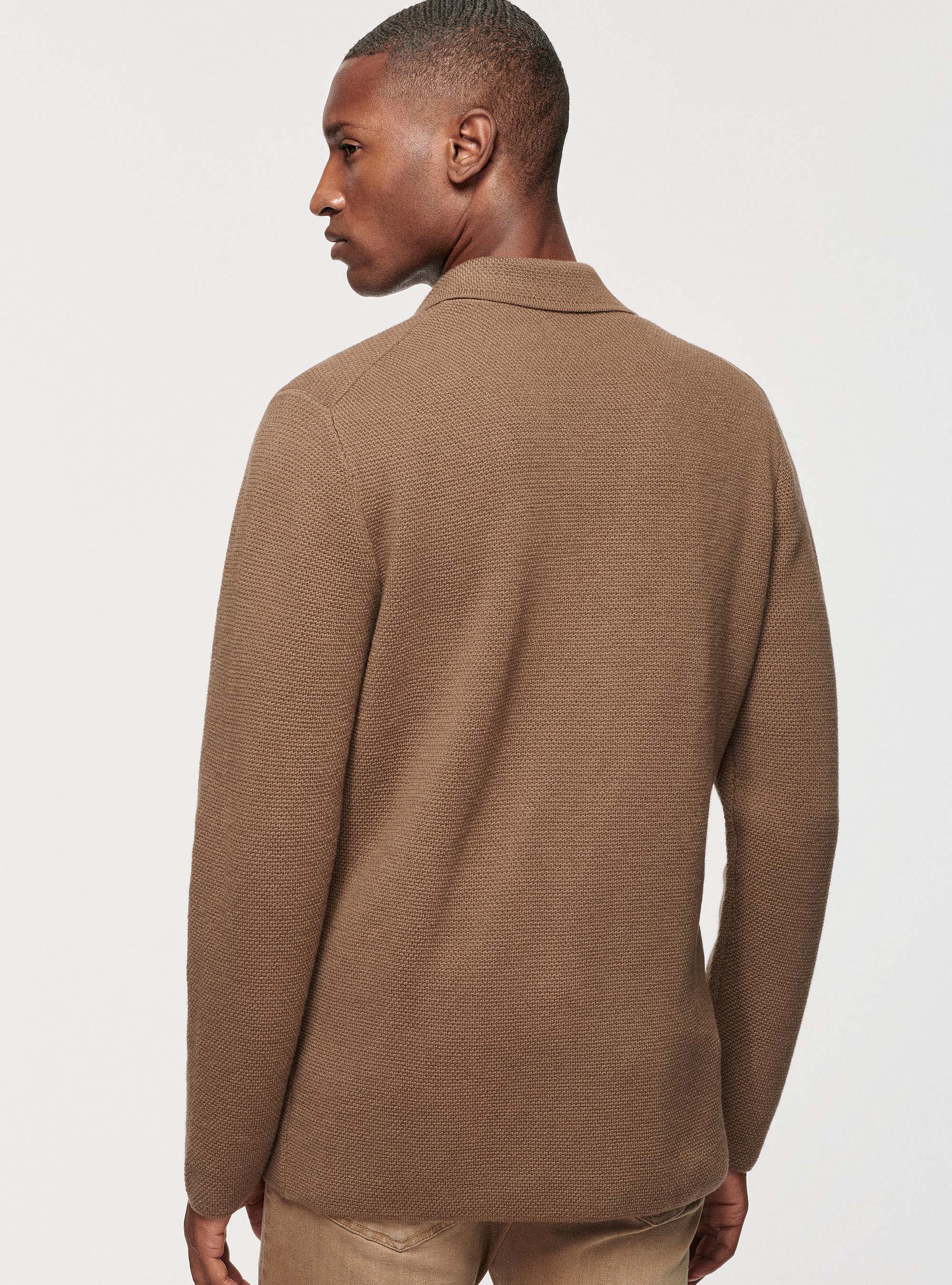 Cárdigan de pura lana merina, BARRO