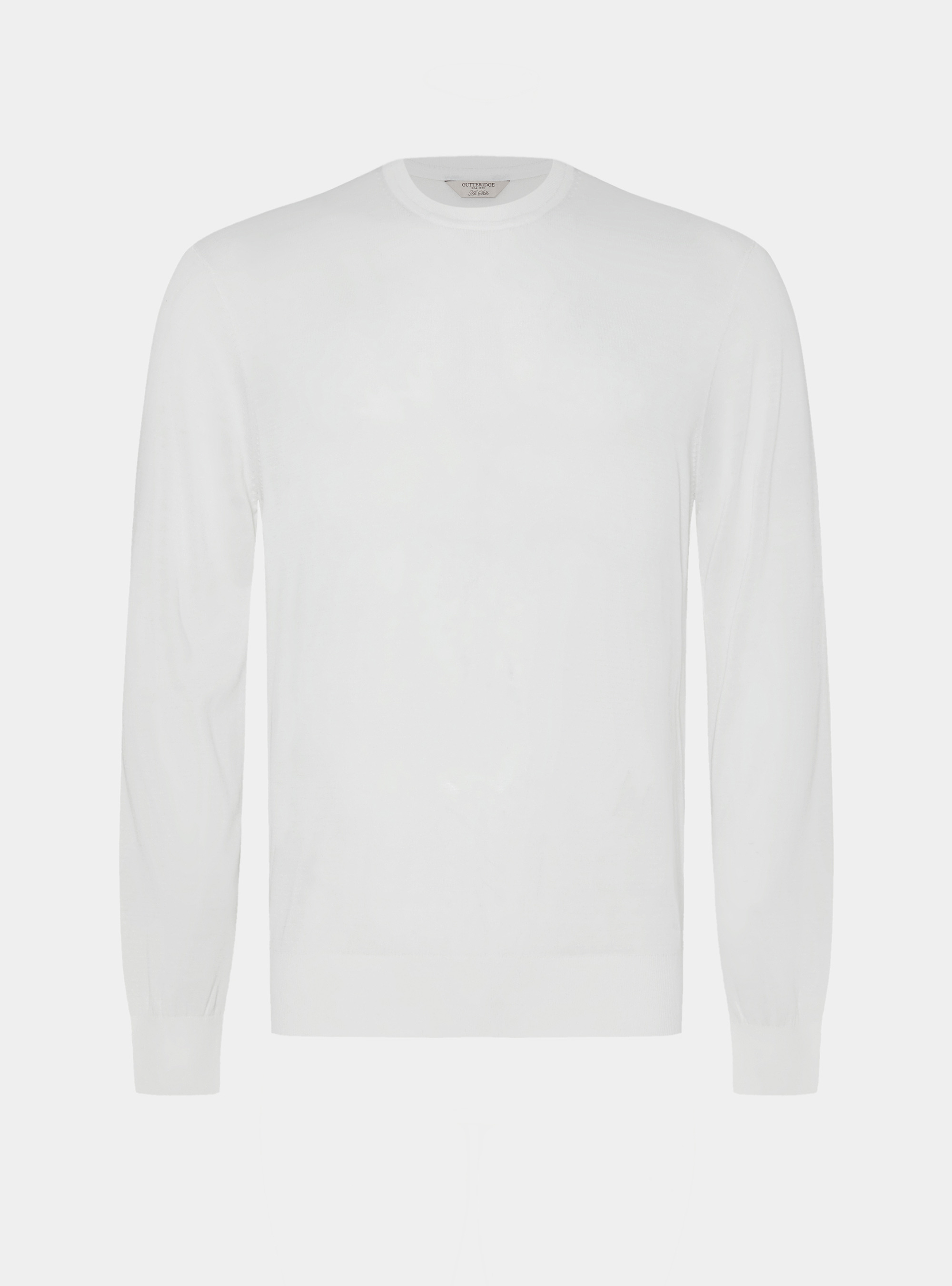 Trikot &agrave; col rond en coton et soie, BLANC