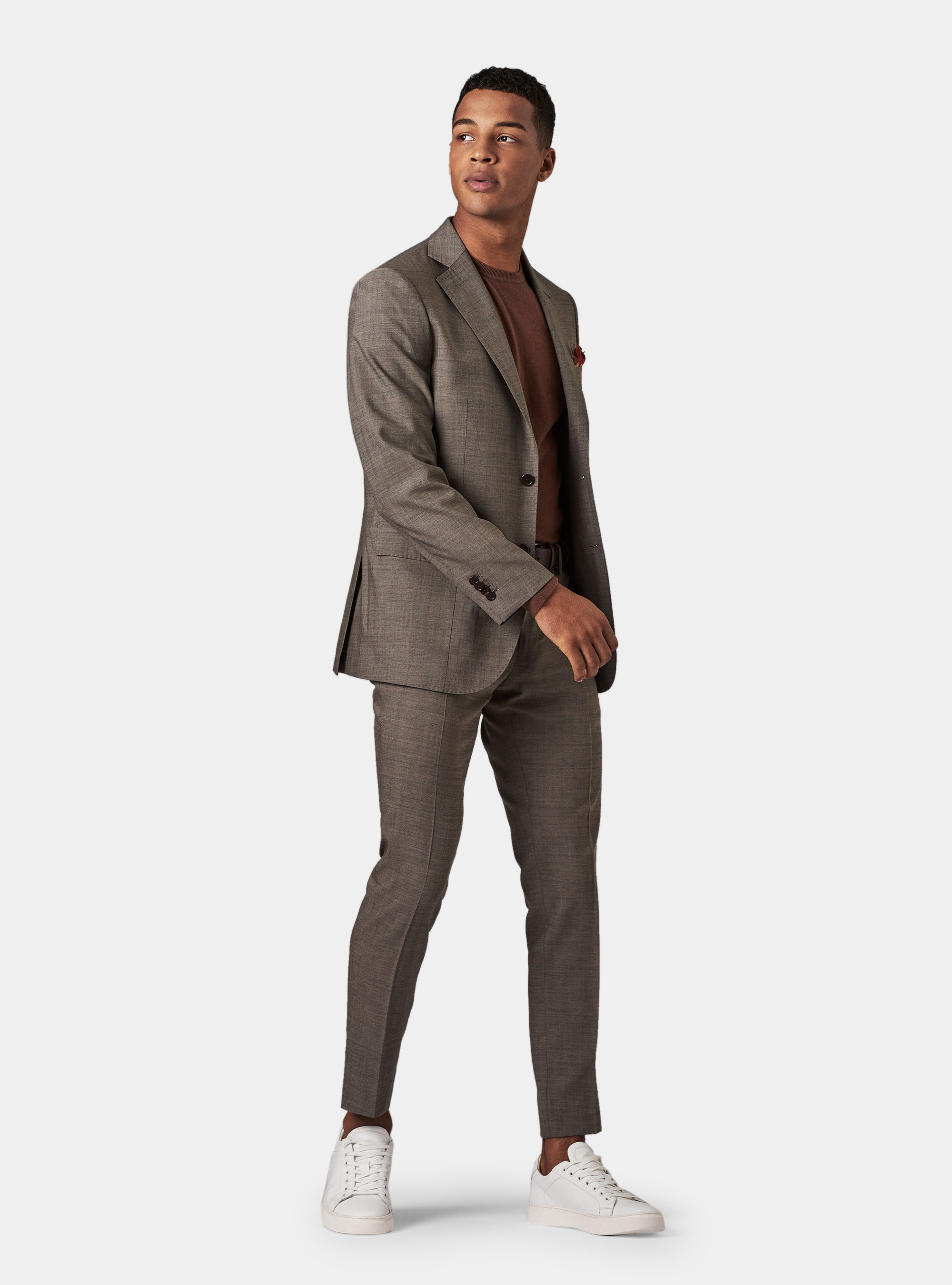 Pantaloni in pura lana superfine 120, ECRU