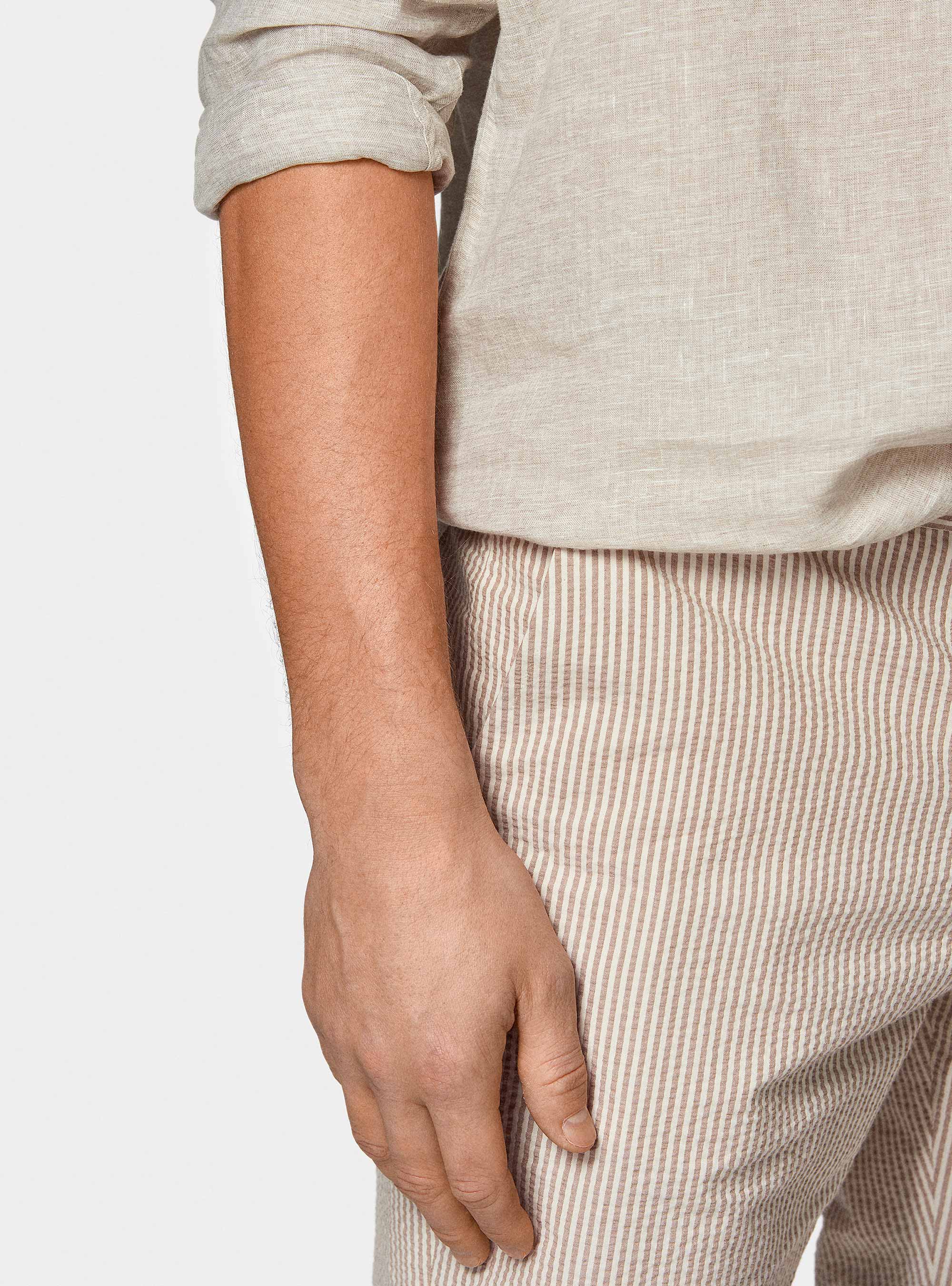 Chemise cor&eacute;enne en pur lin, ECRU MELANGE 0562C