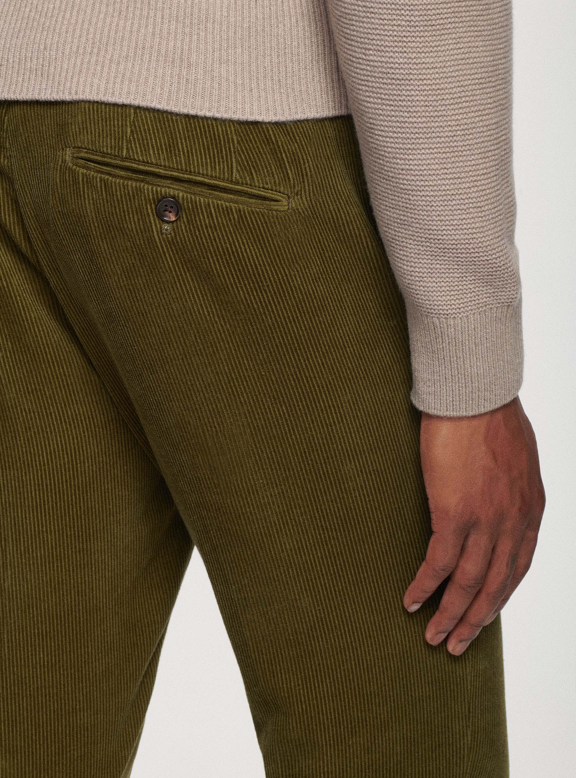 Pantaloni in velluto a coste, OLIVA