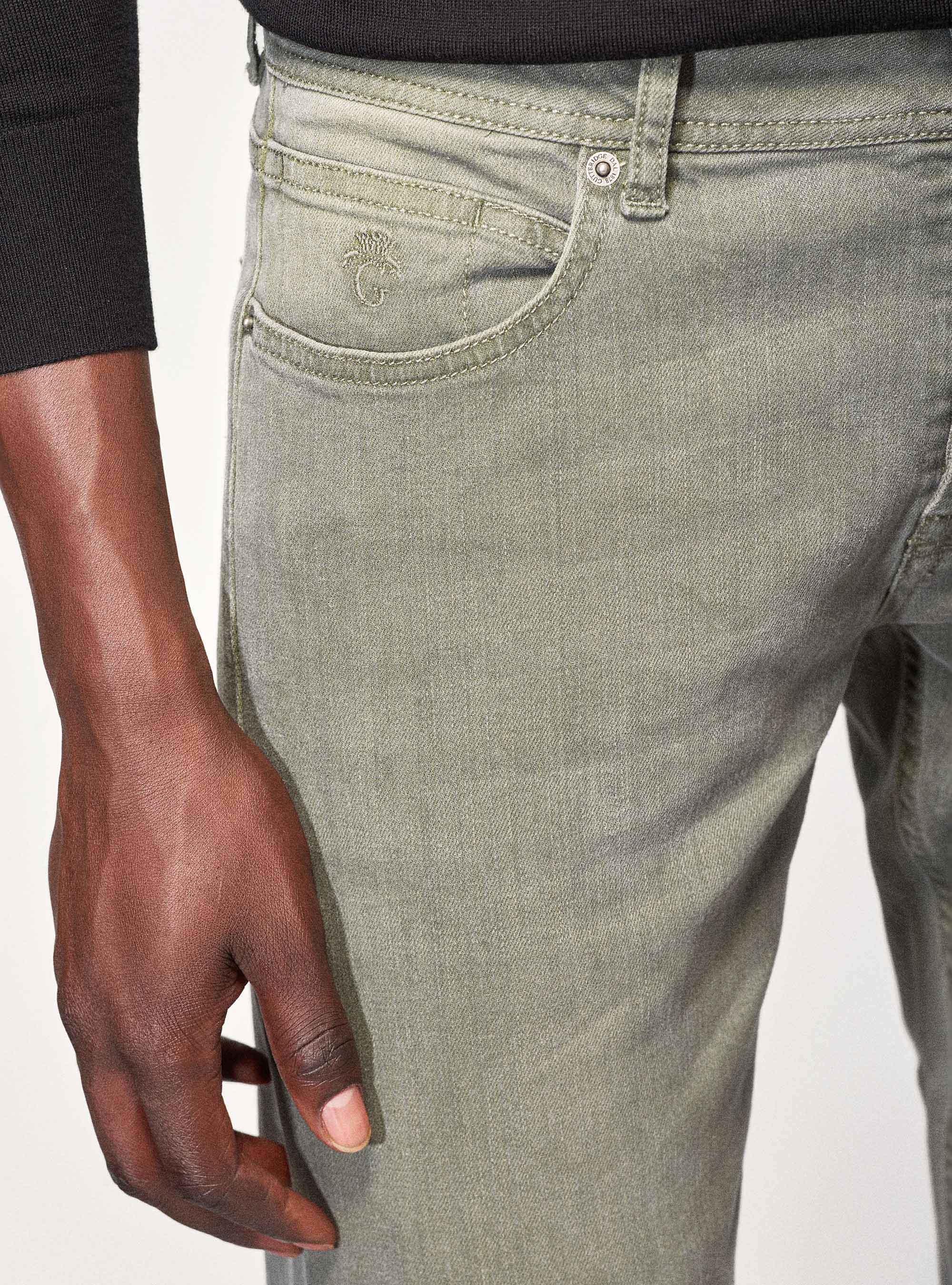 Coloured tailor fit jeans, GREEN