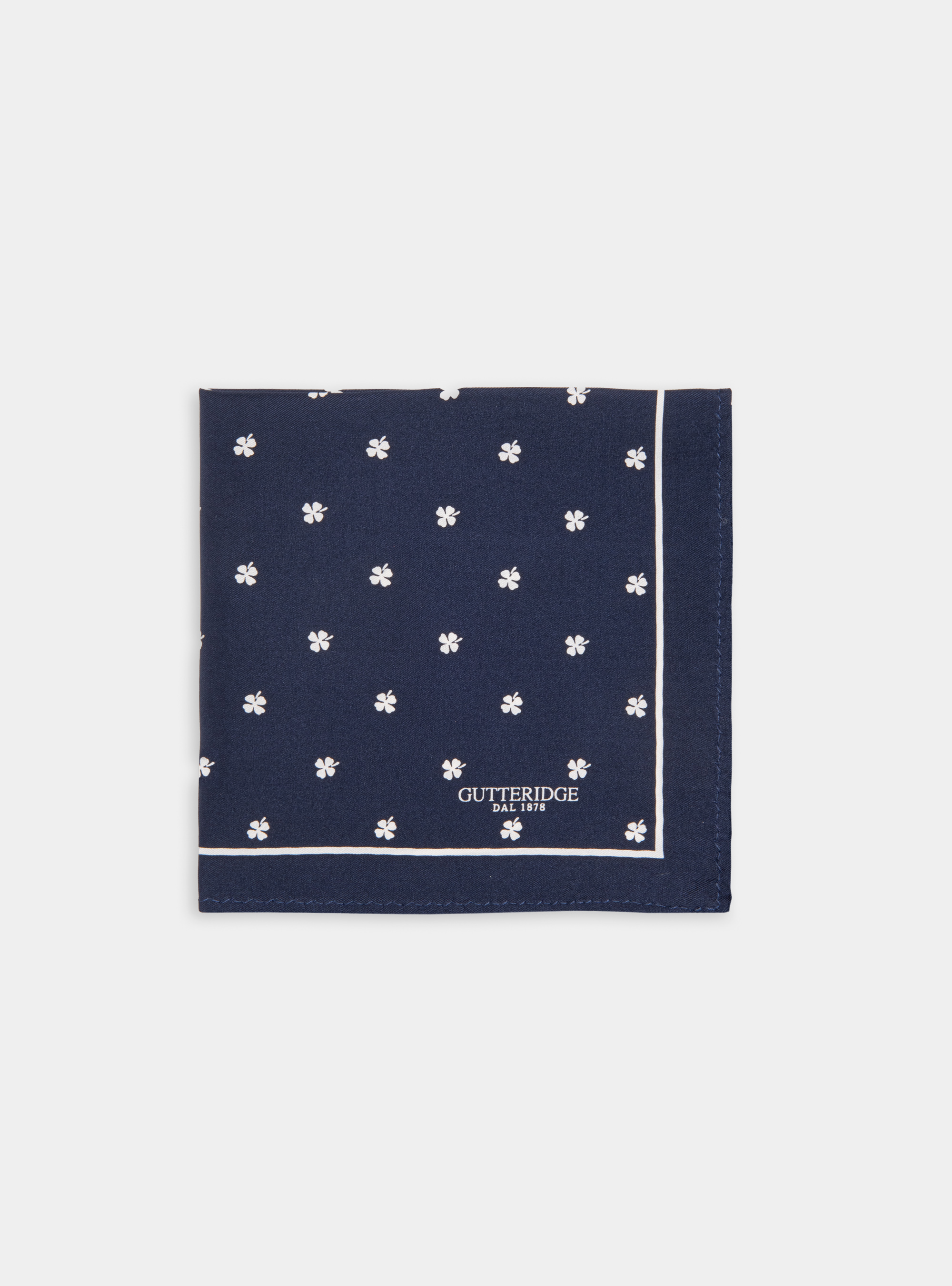 Pochette in seta fantasia quadrifoglio, BLU NAVY