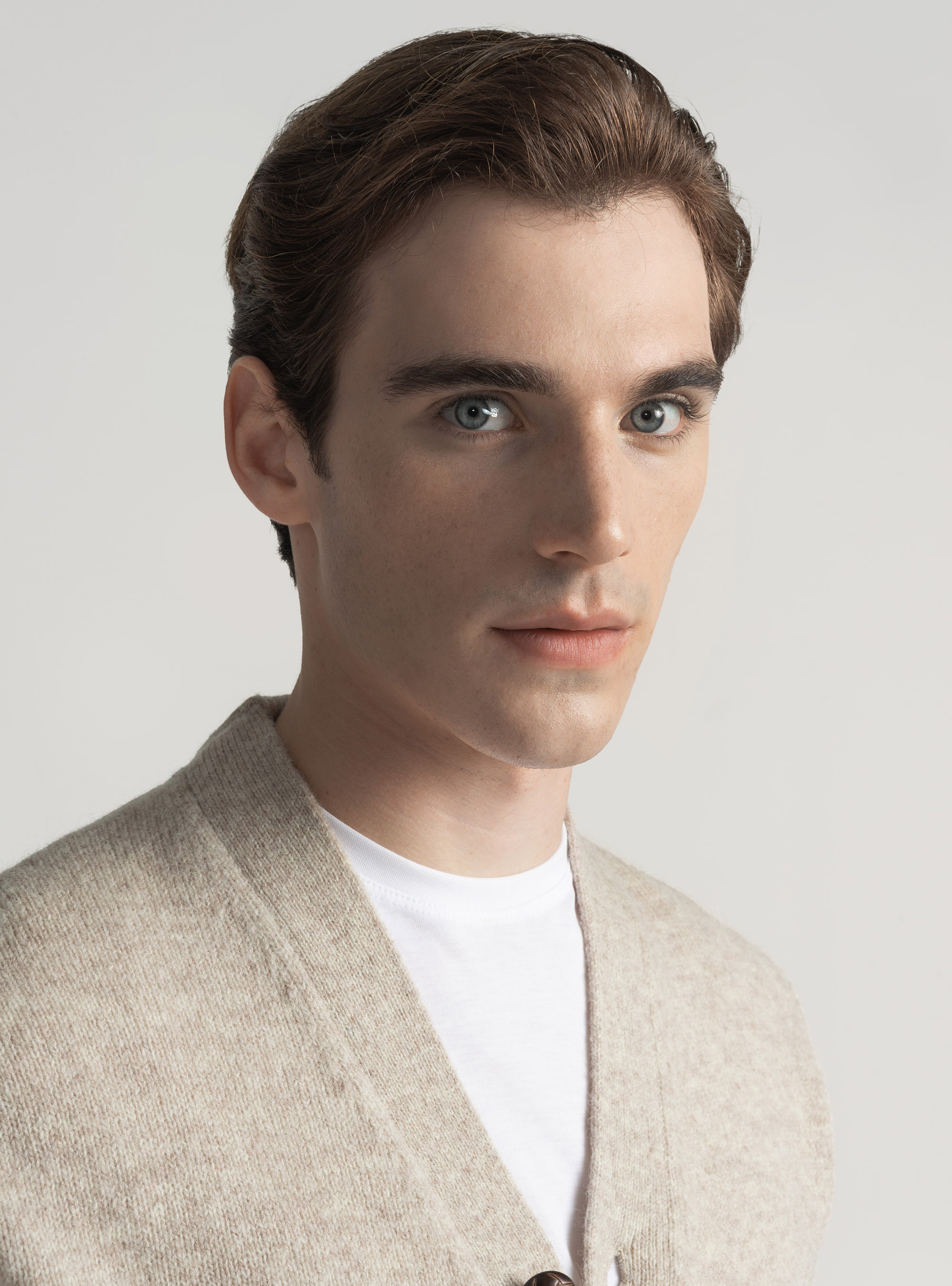 Cardigan in maglia di lana shetland, ECRU