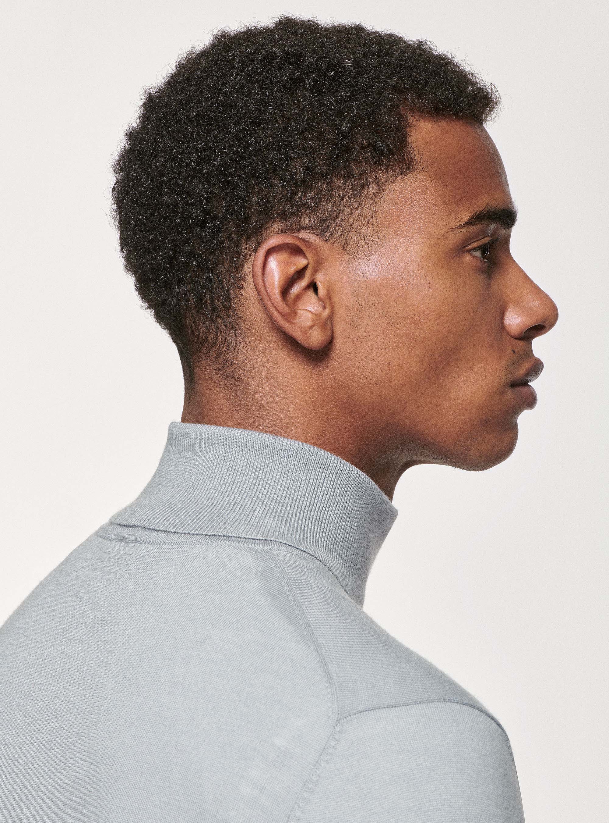 Rollkragenpullover aus reiner Merinowolle, GRIGIO CHIARO 0256C