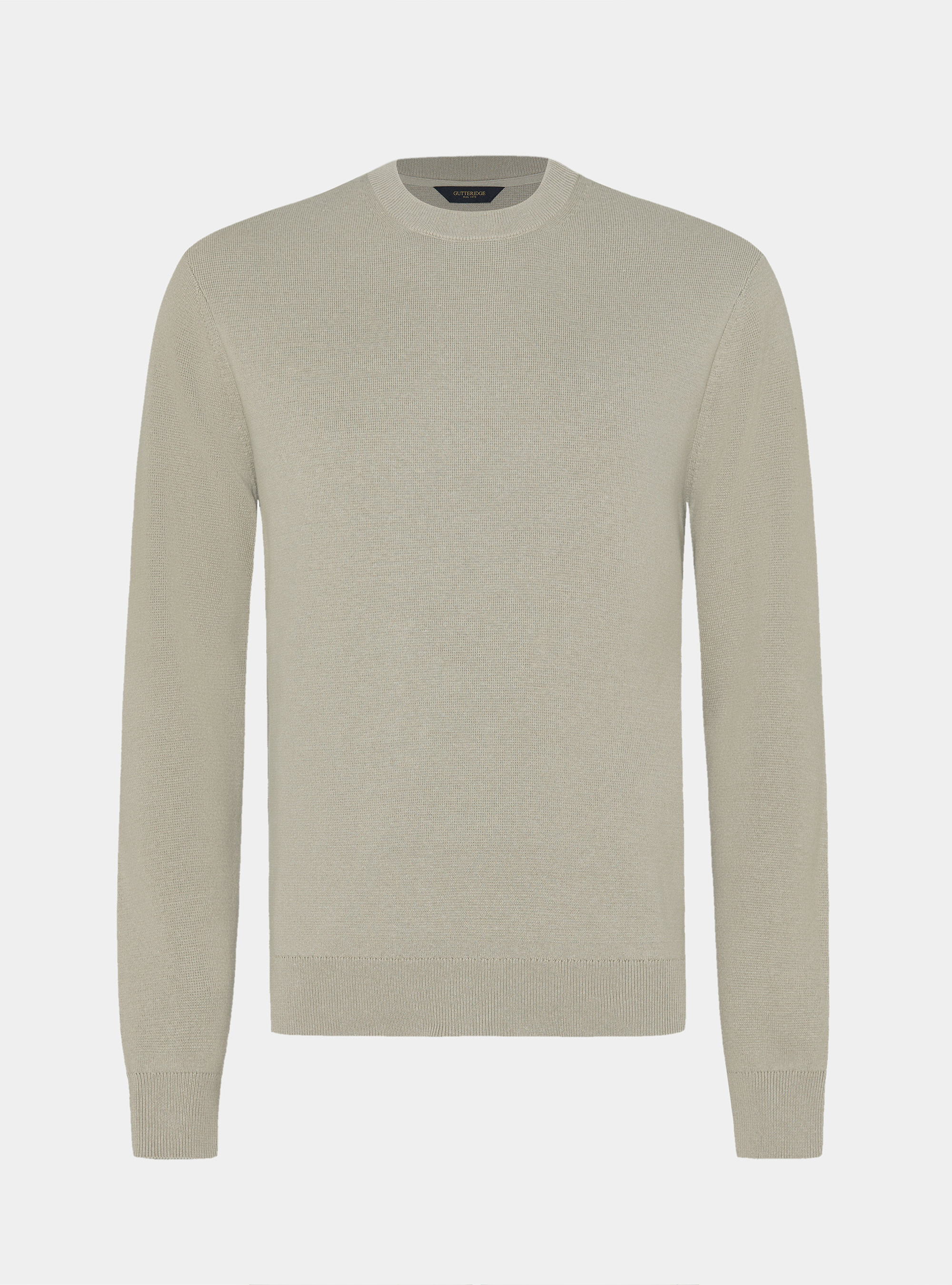 Cotton blend crew neck sweater, SAND
