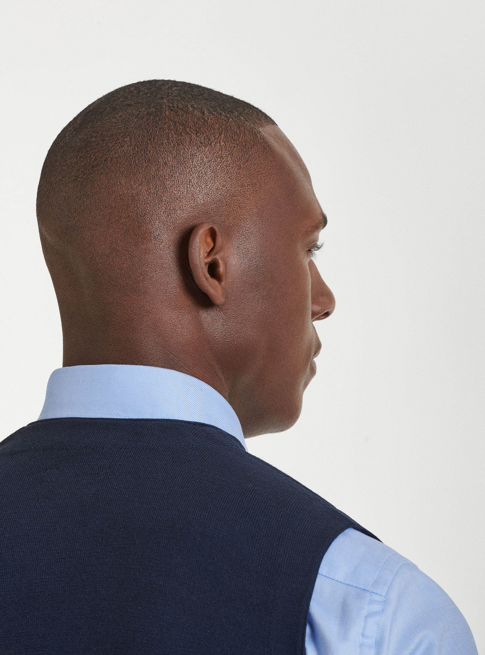 Gilet doppiopetto in maglia in puro cotone extrafine, BLU NAVY