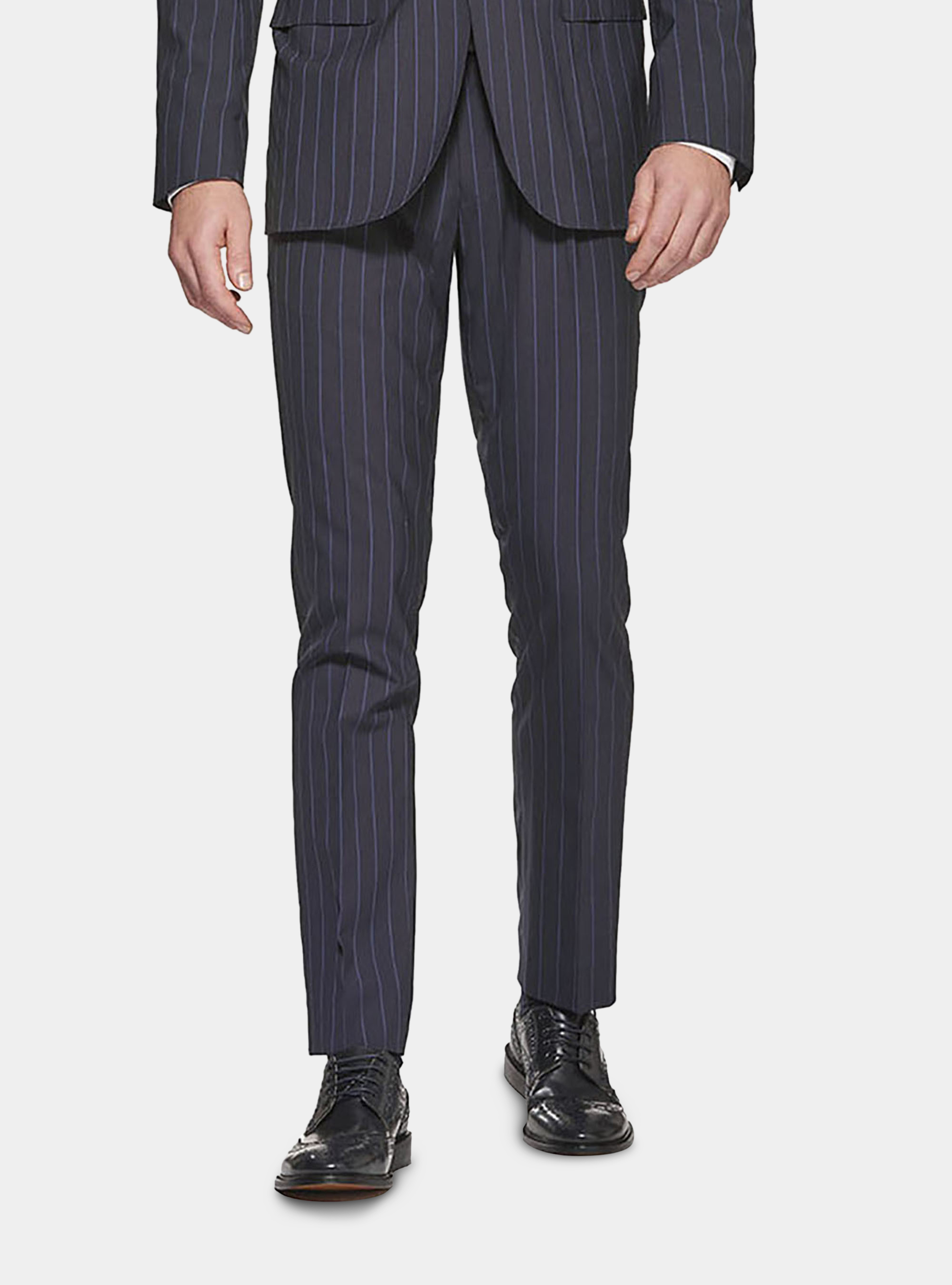 Wool pinstripe suit trousers