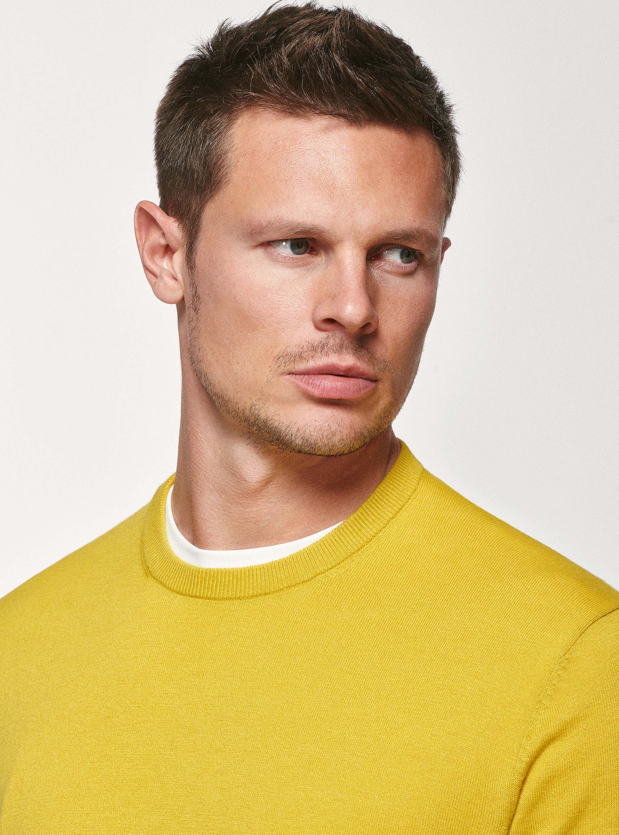 Maglia girocollo in cotone seta e cashmere, 0711C OCRA