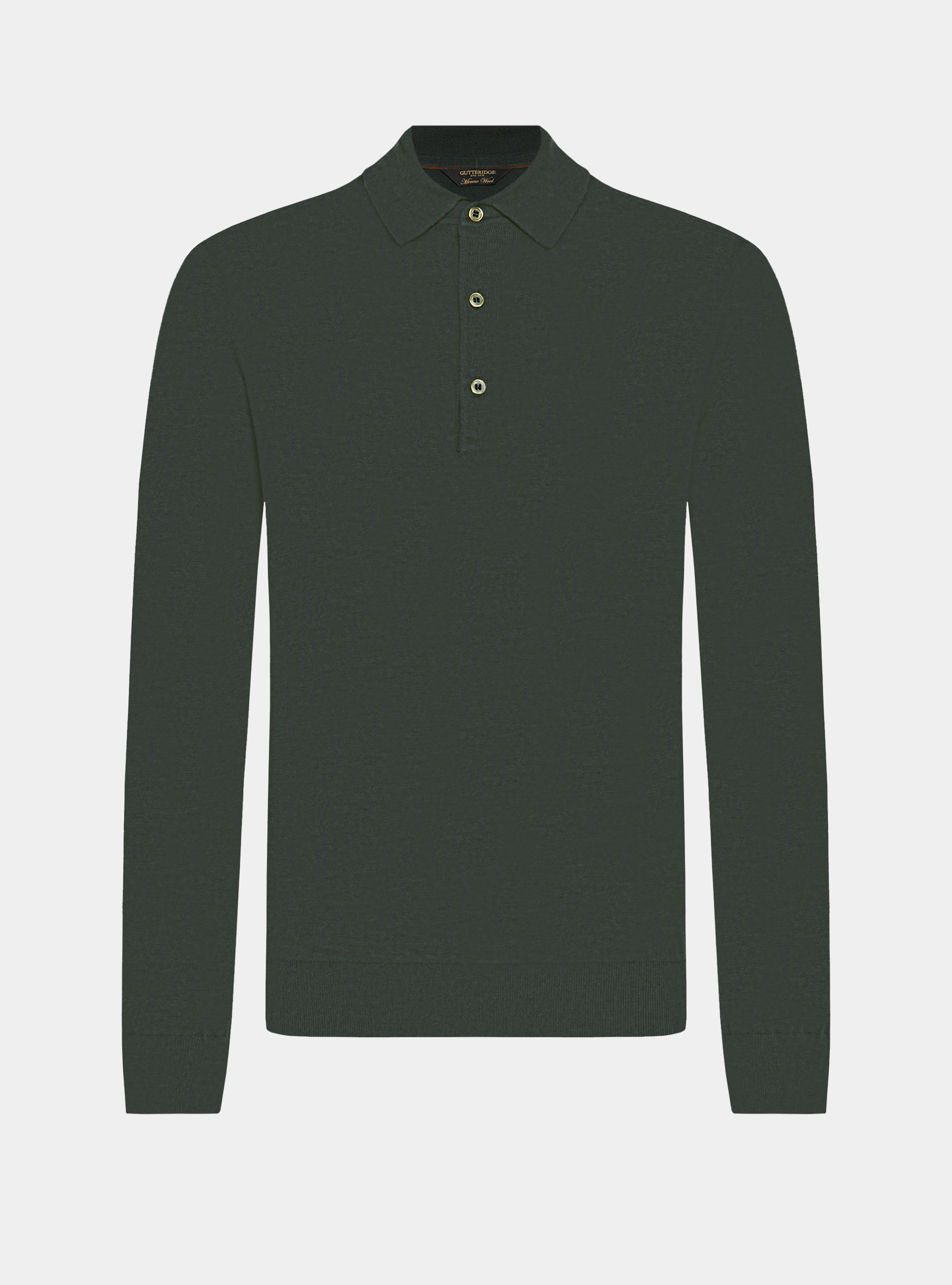Extrafine merino wool knit polo shirt, MILITARE 0609C