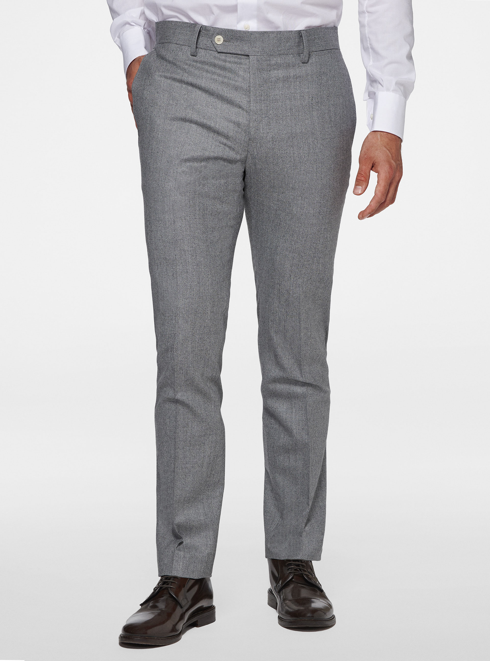Vitale Barberis Canonico flannel trousers, LIGHT GREY MELANGE